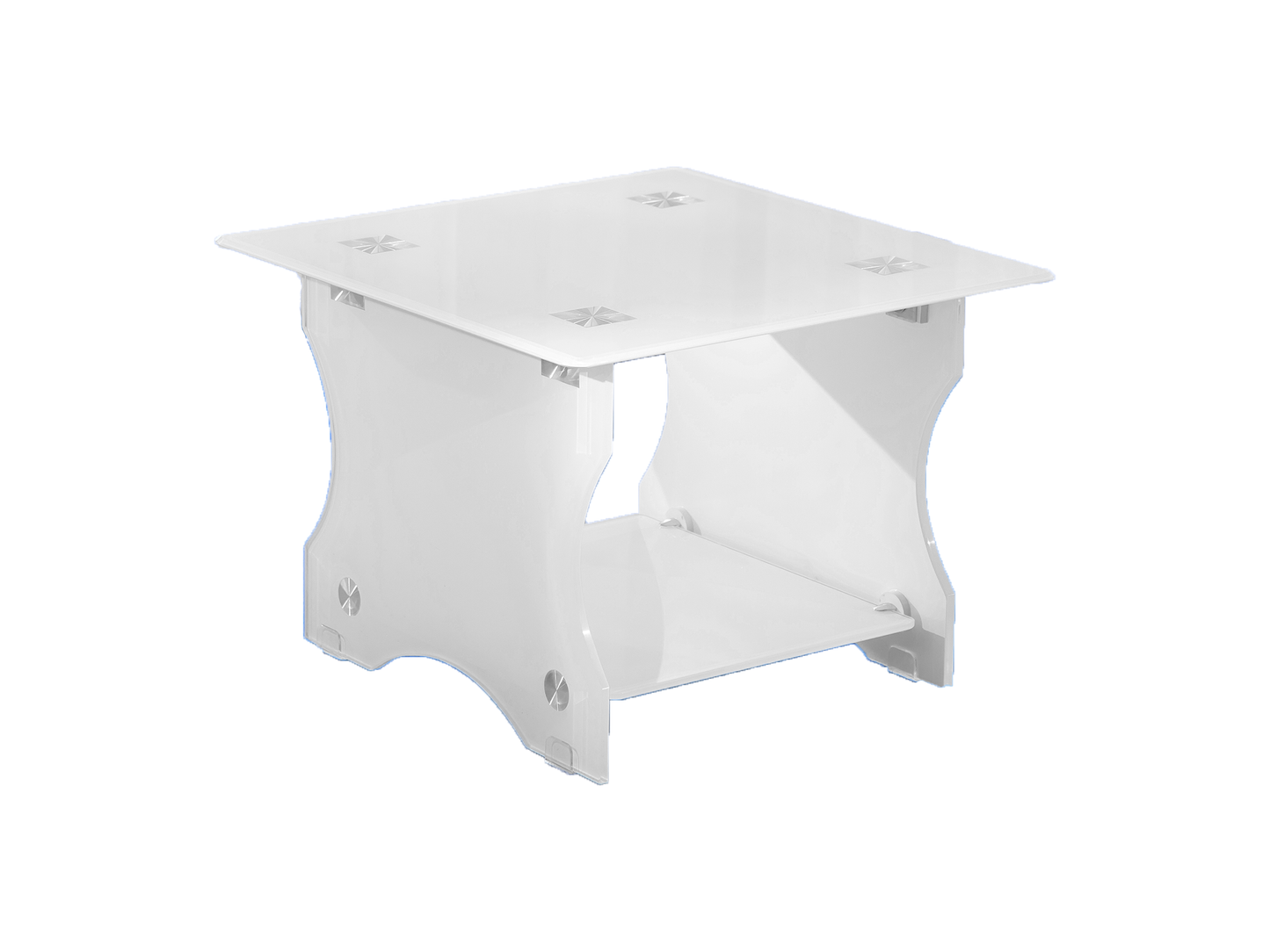 FROSTED GLASS ACCENT TABLE - WHITE
