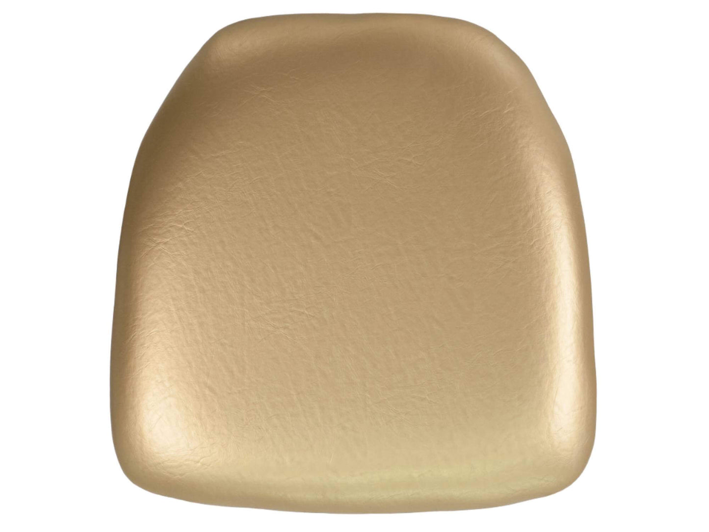 HARD BACK CUSHION FOR CHIAVARI CHAIR- GOLD VINYL - LLL's Hard Back Cushion for Chiavari Chairs in Gold is a golden vinyl chair cushion that pairs with LLL's Chiavari Chairs and Chiavari Barstools. This chiavari chair cushion has a hard wooden back that is