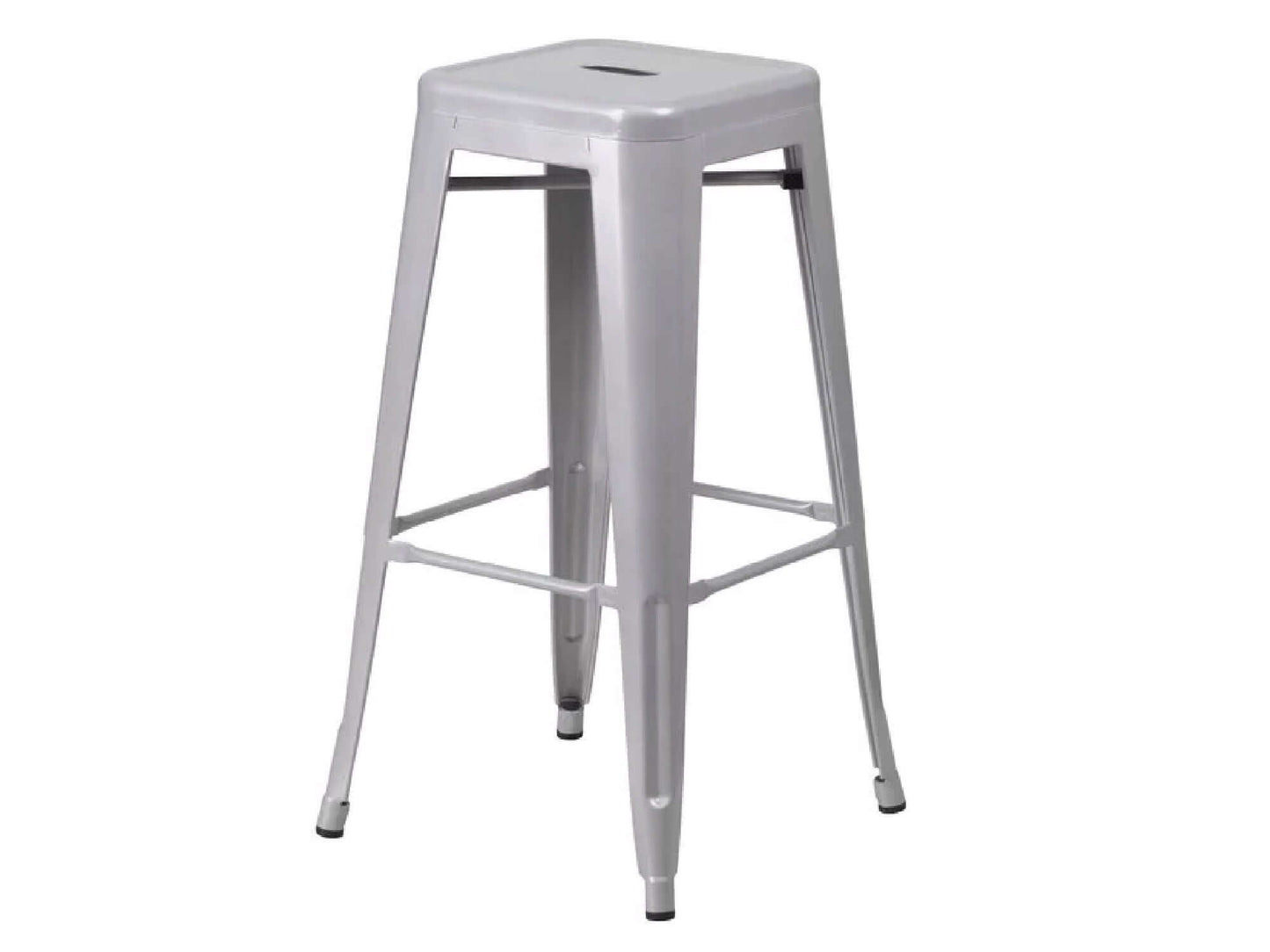 INDUSTRIAL BARSTOOL - SLATE GREY - H 30" / W 17" / D 17" The Industrial Barstool is a modern metal bar height stool. This matte grey stool is trendy and chic perfect for indoor or outdoor gatherings. It provides low profile seating that is stylish while c