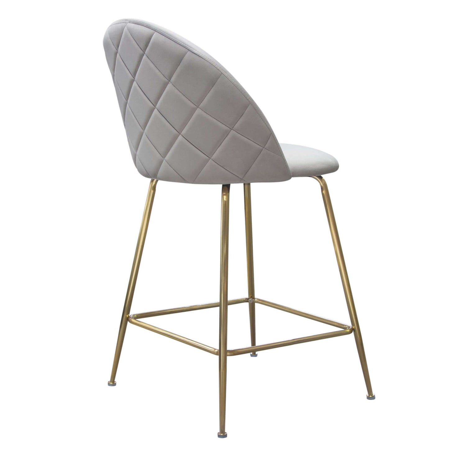 RITZ BARSTOOL - H 42" / W 20" / D 22" LLL's Ritz Barstool in grey is an opulent bar height barstool that has a plush, velvet seat. Its brushed gold legs add a level of elegance and the designed seams behind the backrest of this barstool give it the perfec