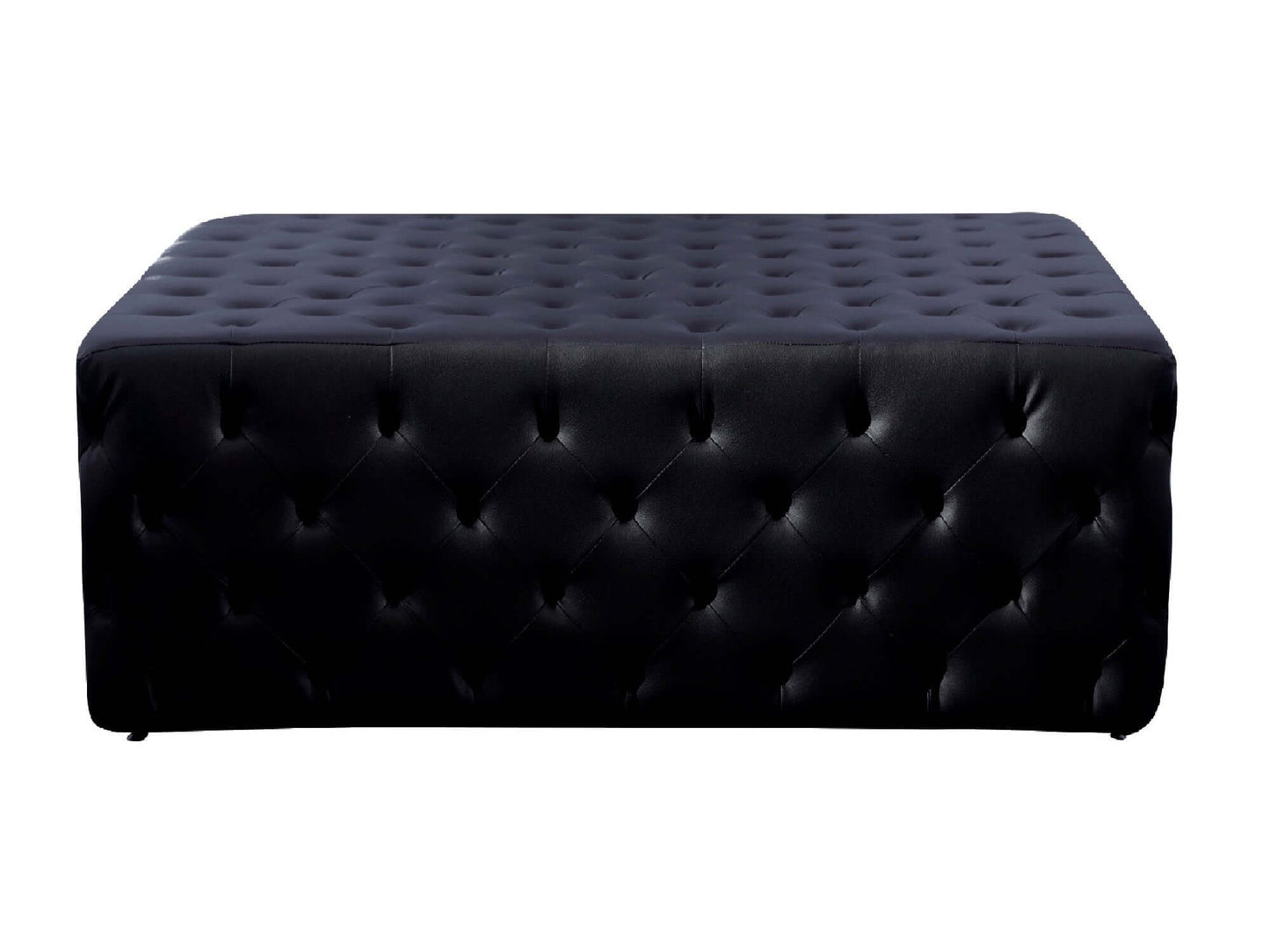 LENOX SQUARE OTTOMAN - BLACK - H 17" / W 48" / D 48" The oversized Lenox tufted square ottoman is here to make your event design stand out! These extra large square ottomans feature button tufted leather and are perfect for providing additional seating fo