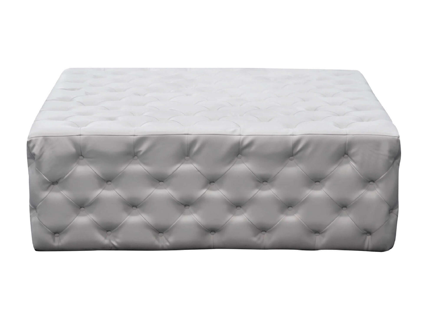 LENOX SQUARE OTTOMAN - WHITE - H 17" / W 48" / D 48" The oversized Lenox tufted square ottoman is here to make your event design stand out! These extra large square ottomans feature button tufted leather and are perfect for providing additional seating fo