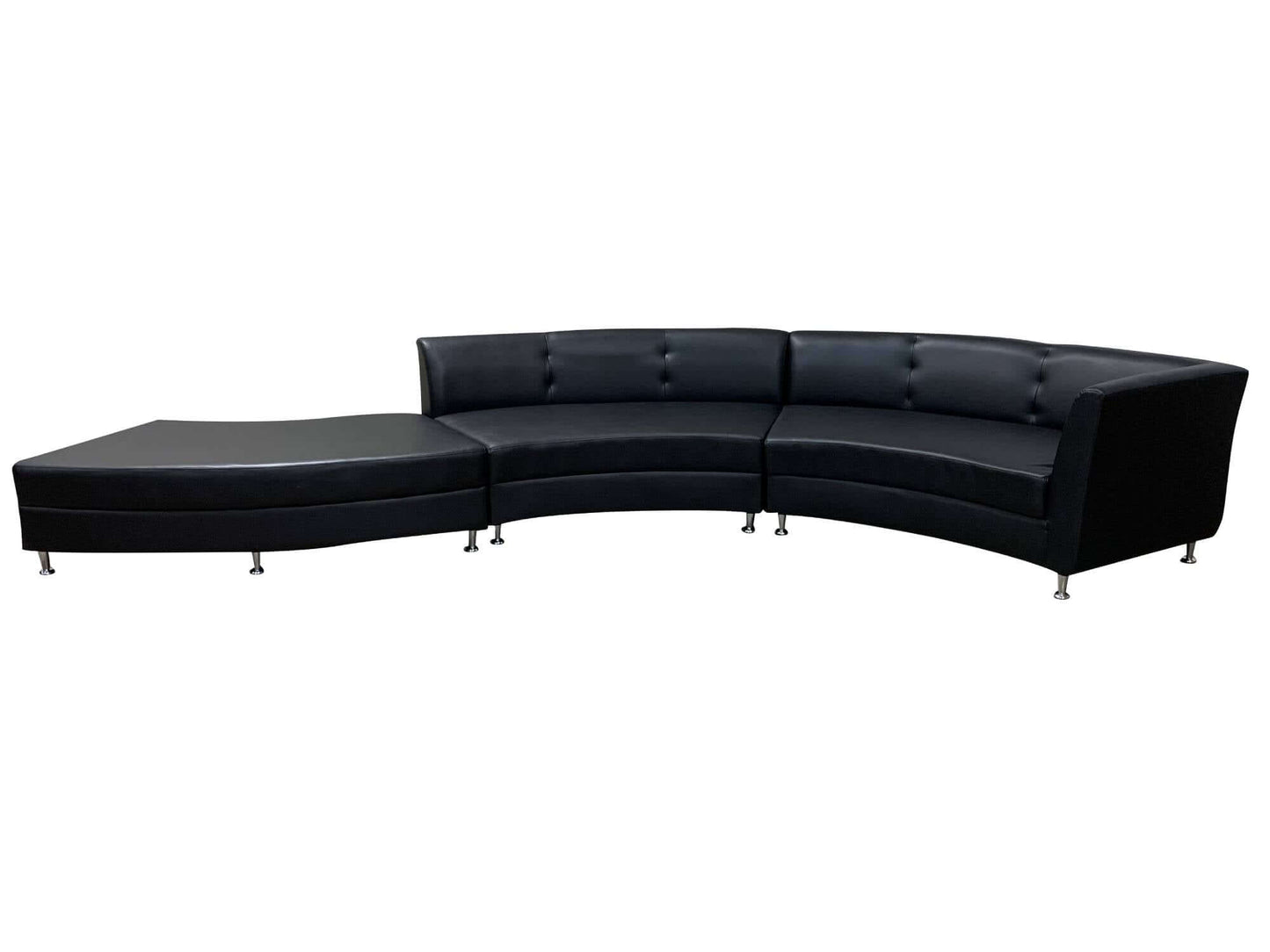 LUXURY 3PC SERPENTINE SOFA - BLACK