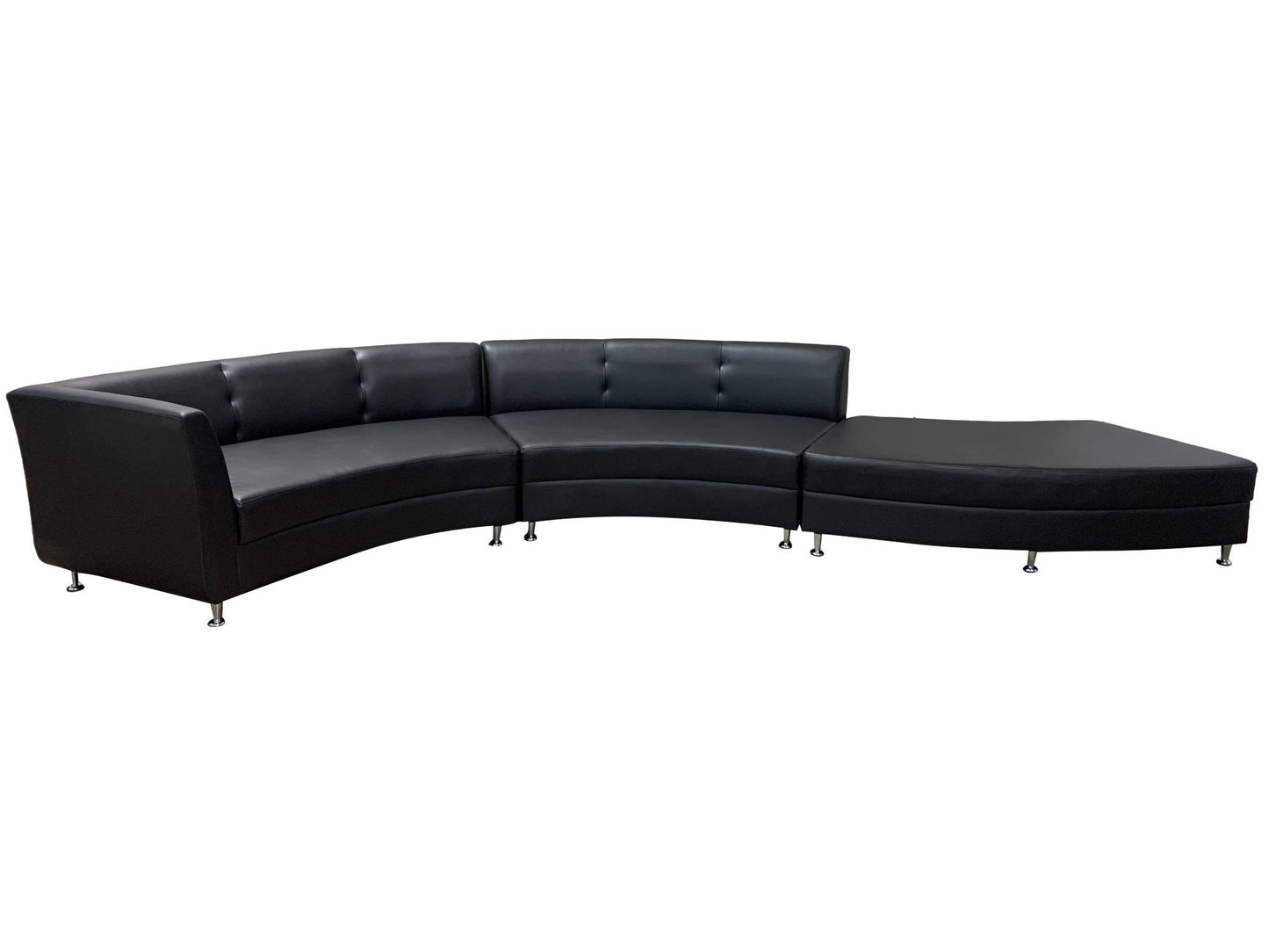 LUXURY 3PC SERPENTINE SOFA - BLACK