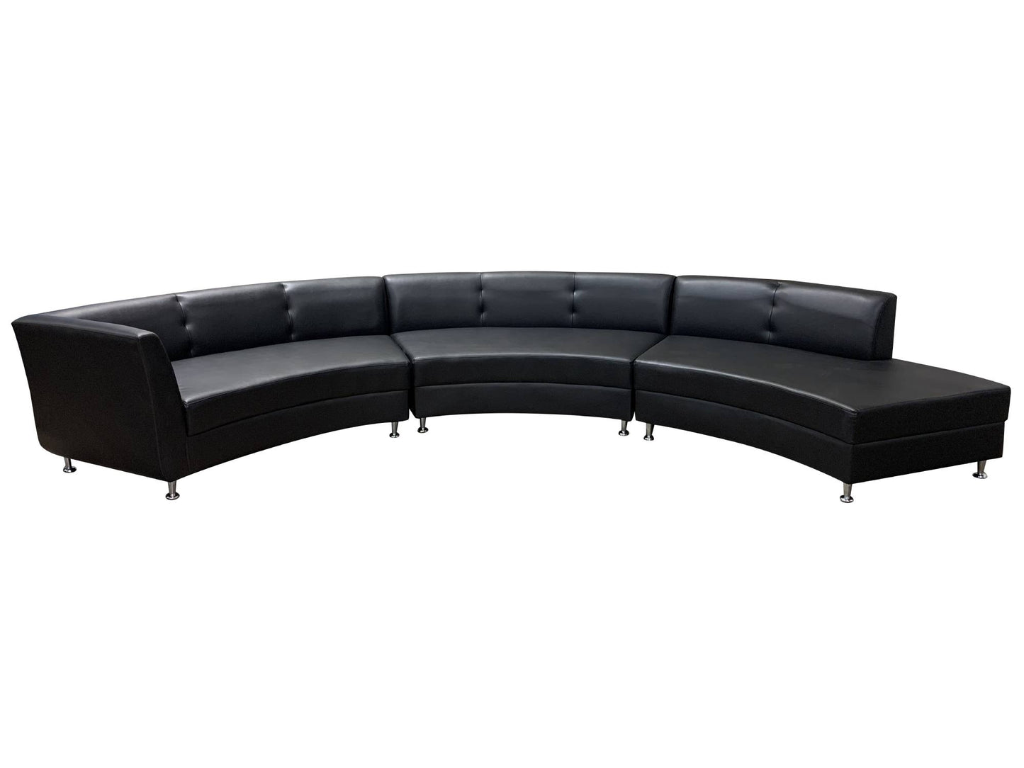 LUXURY 3PC SEMI-BACK SOFA - BLACK