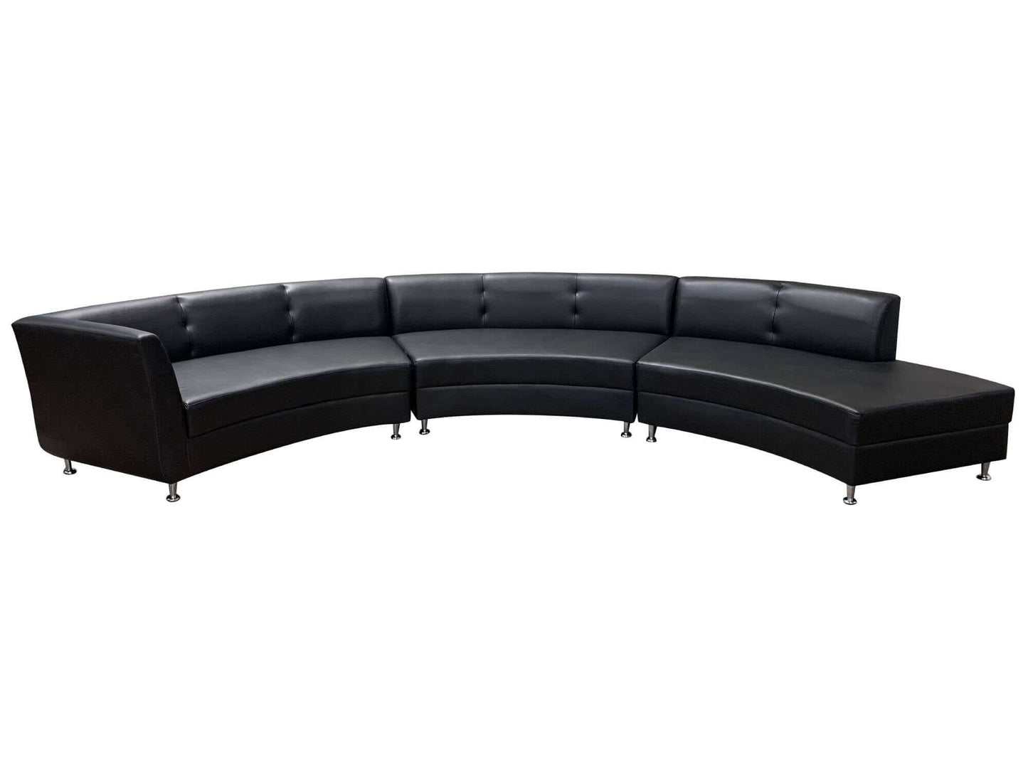 LUXURY 3PC SEMI-BACK SOFA - BLACK