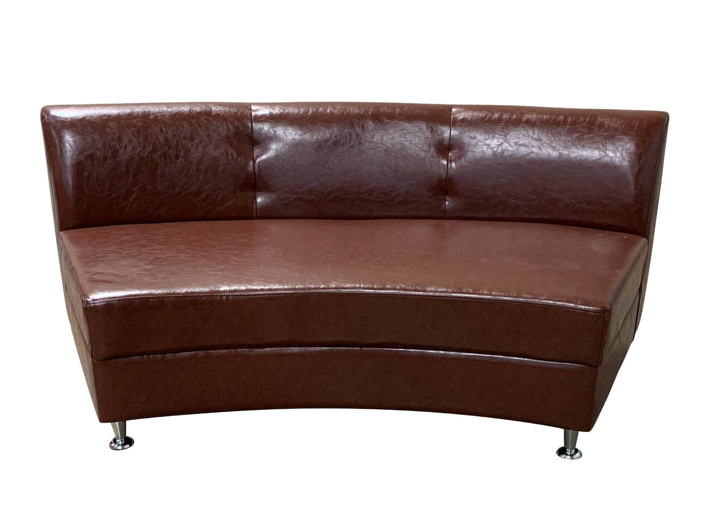LUXURY ARMLESS SOFA SECTION - BROWN - H 30" / W 70" / D 34" / D(seat) 24" LLL's Luxury Armless Sofa Section in Brown is a curved modern leather sofa section with no defined arms. This piece can be paired with other luxury sofa sections to create a seating