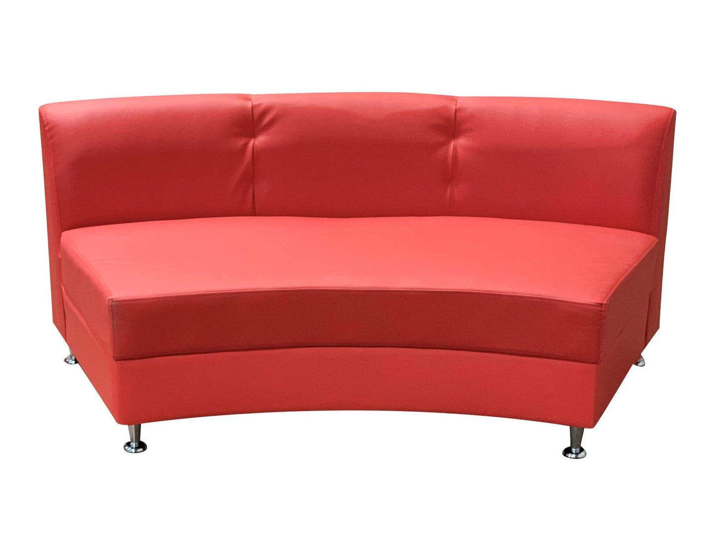 LUXURY ARMLESS SOFA SECTION - RED - H 30" / W 70" / D 34" / D(seat) 24" LLL's Luxury Armless Sofa Section in Red is a curved modern leather sofa section with no defined arms. This piece can be paired with other luxury sofa sections to create a seating con