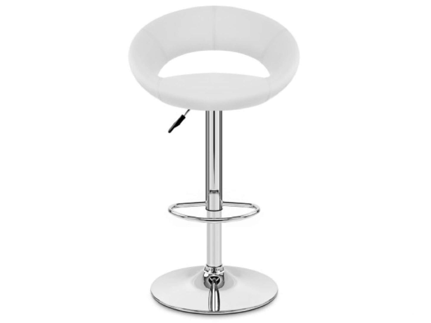 LUXURY BARSTOOL - WHITE - Adjustable height 24" to 33" The modern scoop barstool is an adjustable height seat with a chrome base that pairs well with LLL's LED bar or Lenox tufted bar. The smooth scoop design is simple and elegant and provides cool stylis