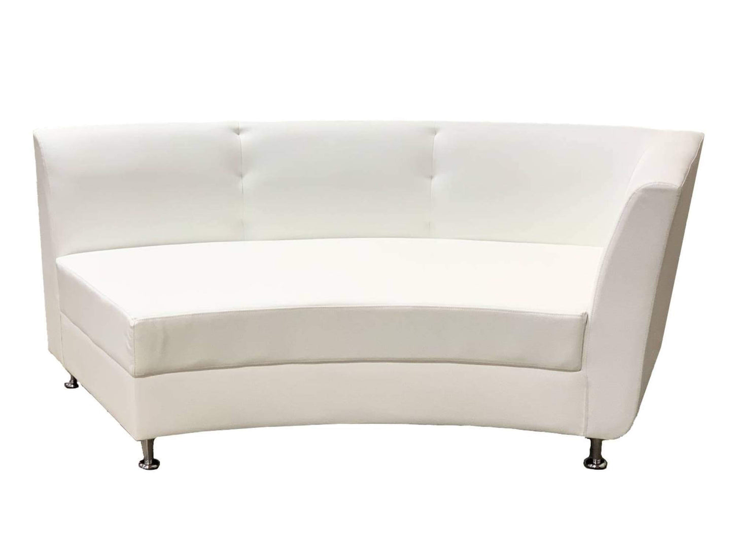 LUXURY LEFT ARM SECTION - WHITE - H 30" / W 77" / D 34" / D(seat) 24" LLL's Luxury Left Arm Sofa Section in White is a curved modern leather sofa section with a defined left arm. This piece can be paired with other Luxury sofa sections to create a seating