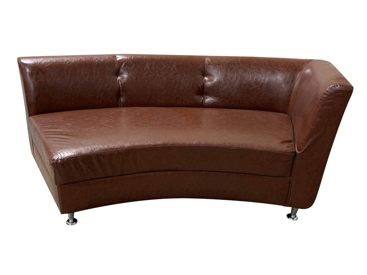 LUXURY LEFT ARM SECTION - BROWN - H 30" / W 77" / D 34" / D(seat) 24" LLL's Luxury Left Arm Sofa Section in Brown is a curved modern leather sofa section with a defined left arm. This piece can be paired with other Luxury sofa sections to create a seating