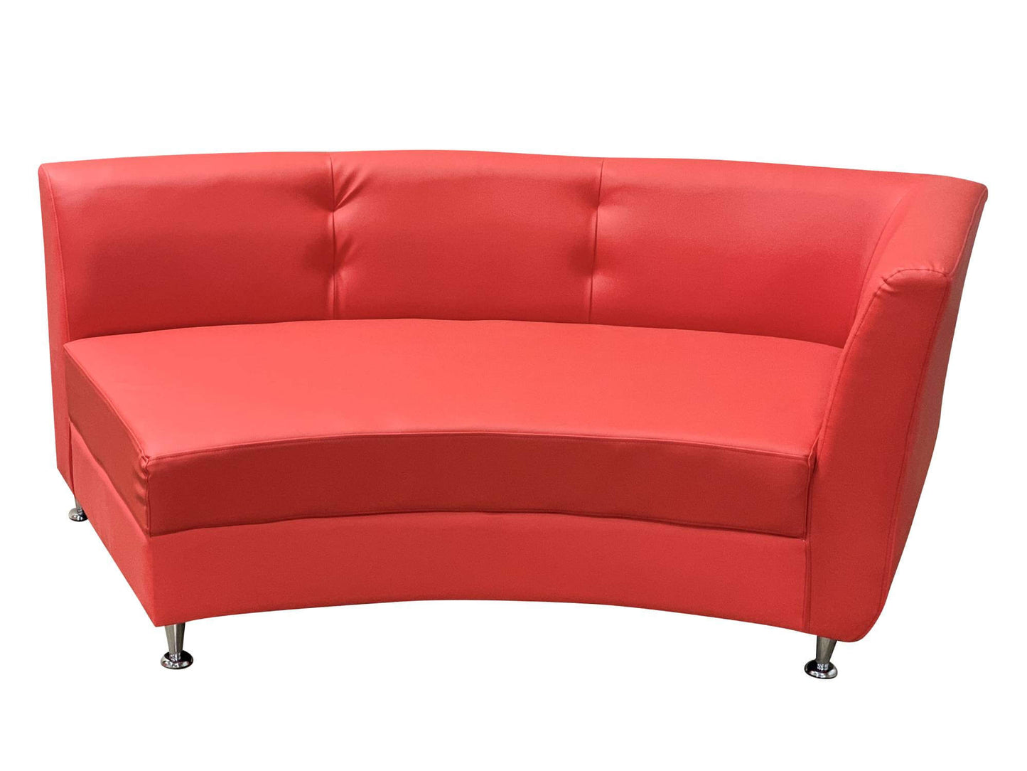 LUXURY LEFT ARM SECTION - RED - H 30" / W 77" / D 34" / D(seat) 24" LLL's Luxury Left Arm Sofa Section in Red is a curved modern leather sofa section with a defined left arm. This piece can be paired with other Luxury sofa sections to create a seating con