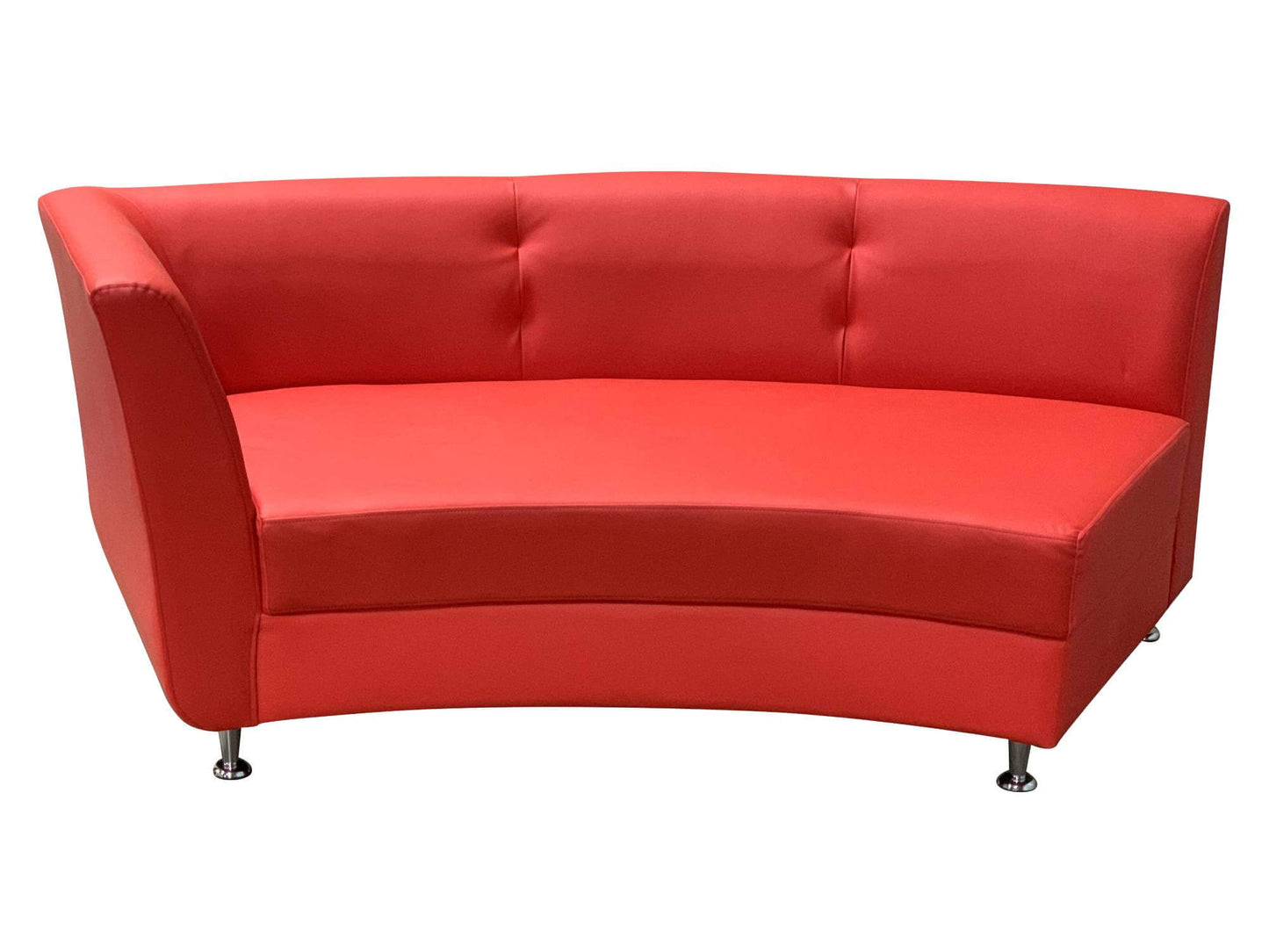 LUXURY RIGHT ARM SOFA SECTION - RED - H 30" / W 77" / D 34" / D(seat) 24" LLL's Luxury Right Arm Sofa Section in Red is a curved modern leather sofa section with a defined right arm. This piece can be paired with other luxury sofa sections to create a sea