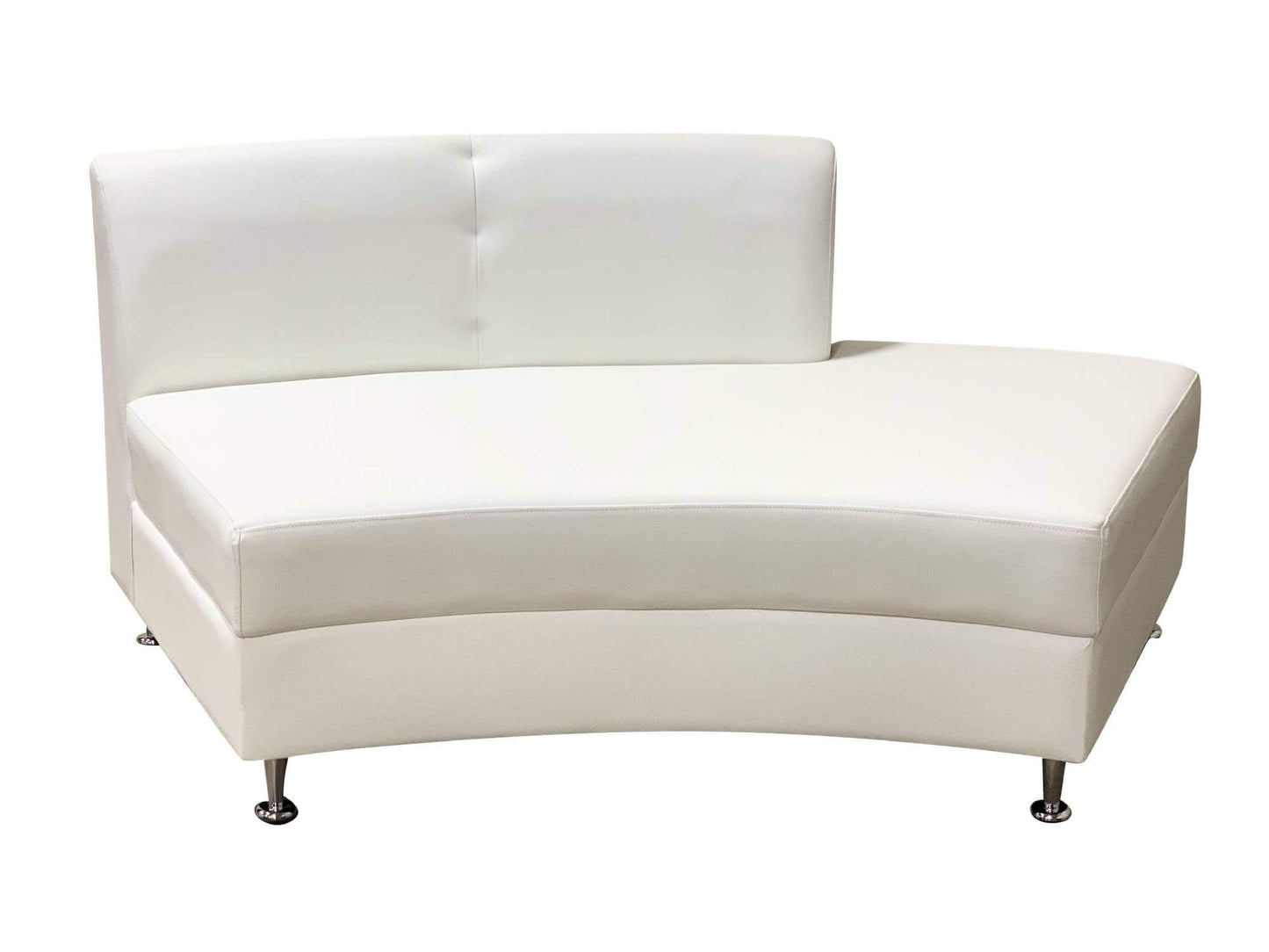 LUXURY SEMI-BACK SECTION - WHITE - H 30" / W 70" / D 34" / D(seat) 24" LLL's Luxury Semi-Back Section in White is a modern armless curved leather sofa section with a backrest that covers 2/3 of the section. Its unique profile makes this piece an excellent