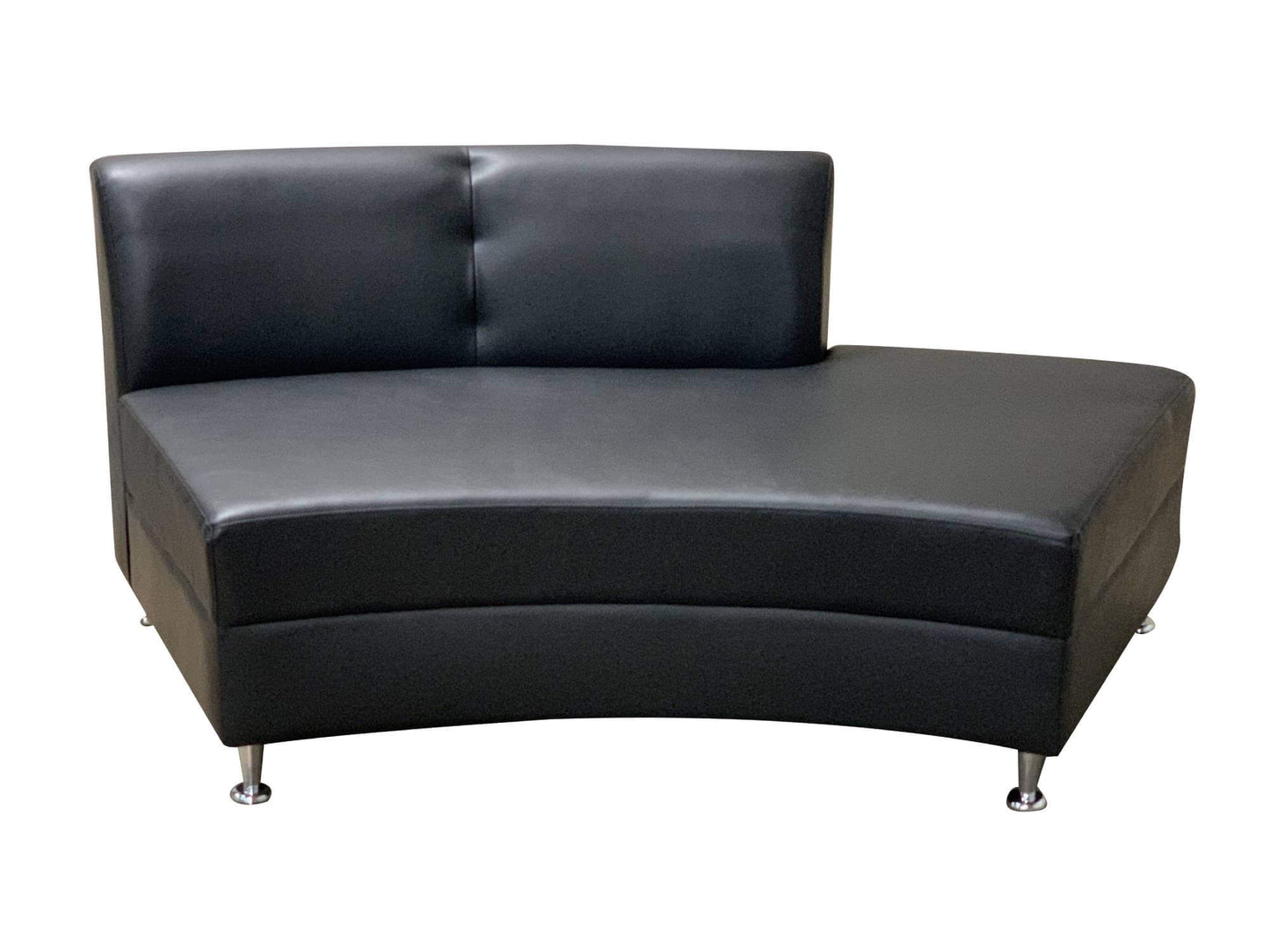 LUXURY SEMI-BACK SECTION - BLACK - H 30" / W 70" / D 34" / D(seat) 24" LLL's Luxury Semi-Back Section in Black is a modern armless curved leather sofa section with a backrest that covers 2/3 of the section. Its unique profile makes this piece an excellent