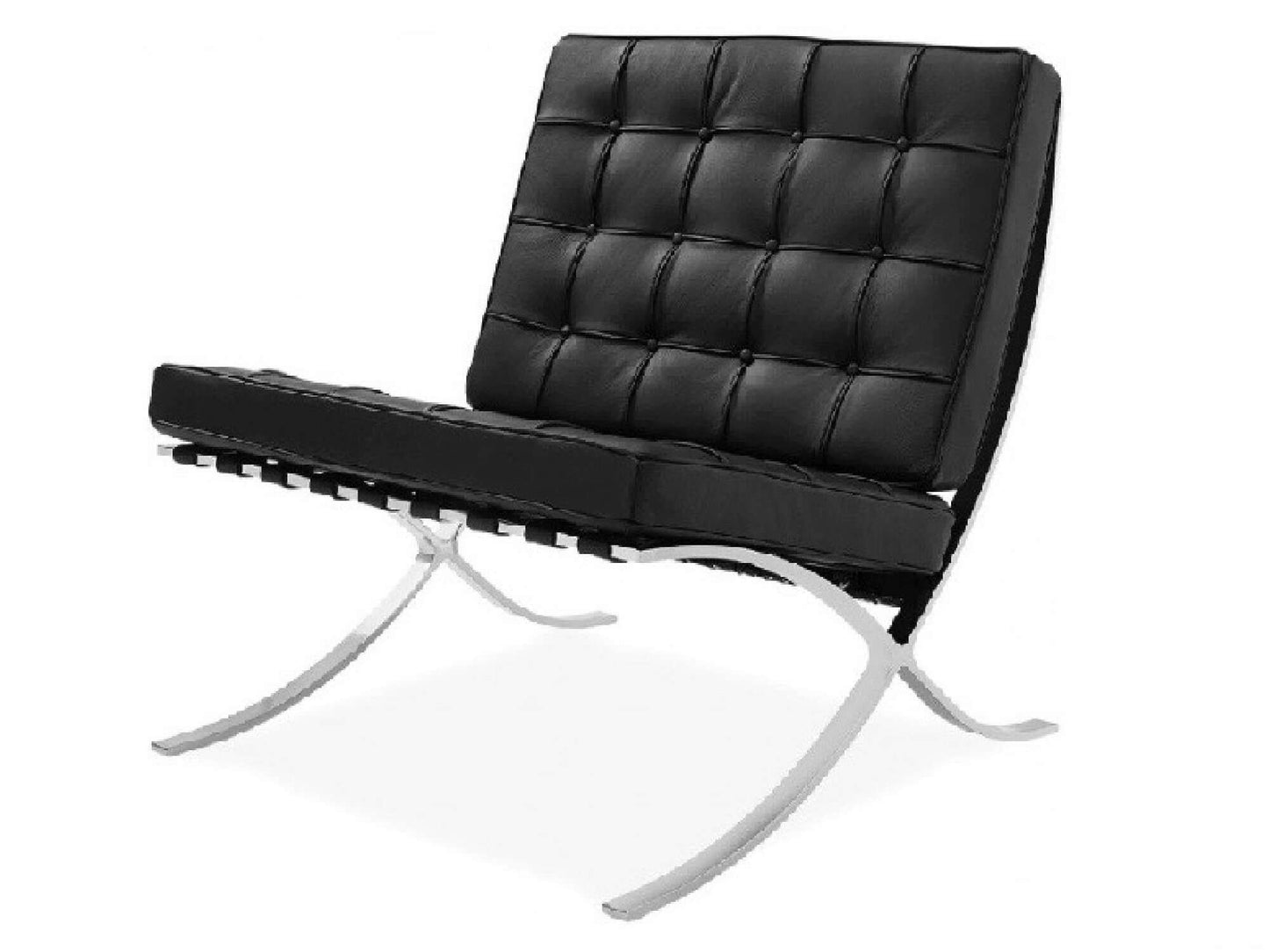 BARCELONA CHAIR - BLACK - H 32" / W 30.5" / D 31" Lounge in style in the Barcelona Chair. This chair is what happens when comfort meets cool. The Barcelona Chairs looks great in social, corporate, and trade-show settings. Reserve today for the comfort of