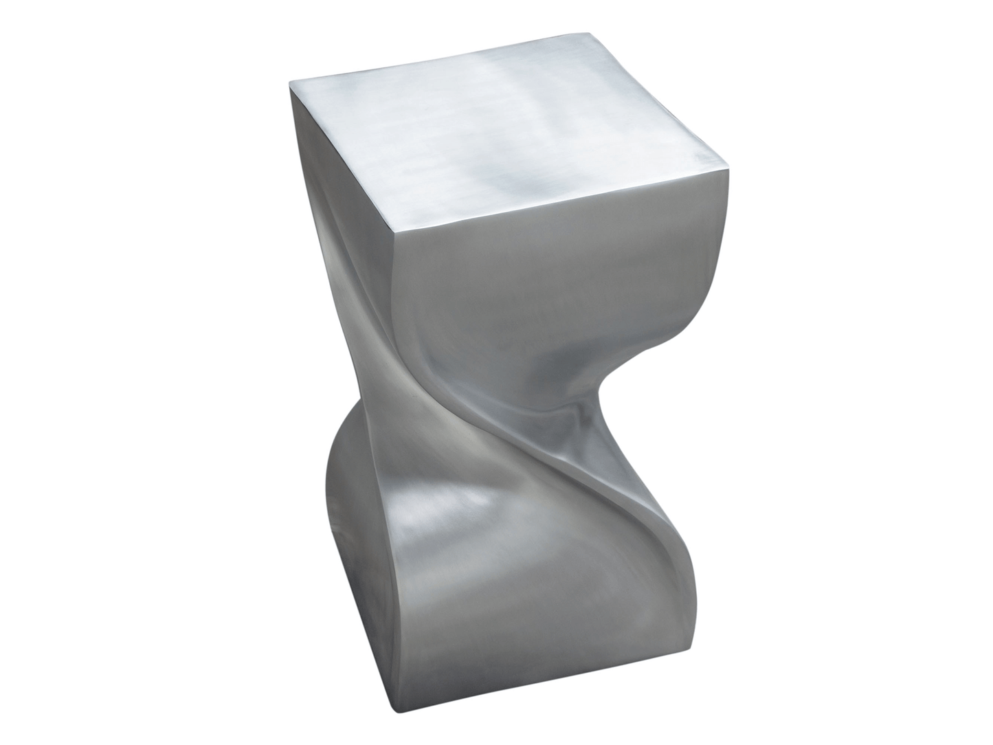 MERCER ACCENT TABLE - H 21" / W 12" / D 12" The LLL Mercer Accent Table is a gorgeous flowy-twisted metallic glazed silver table that can function as either an accent or grouped as a fun cocktail table. It will add a modern and chic touch to any of your