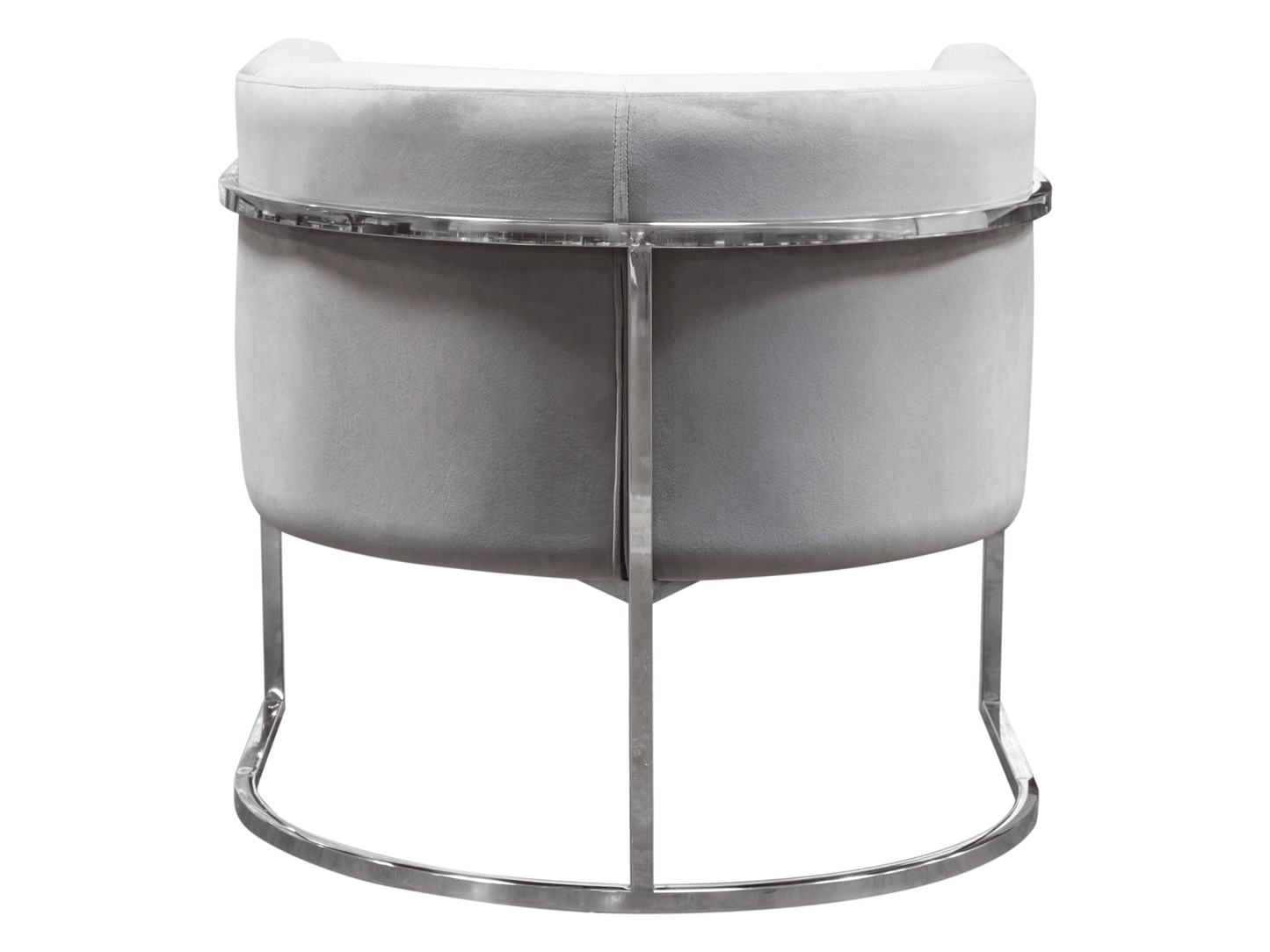 MERIDIAN ARMCHAIR - GREY - H 28" / W 31" / D 28" Seat Height 20" LLL's Meridian Armchair in grey is a velvet armchair with subtle channel tufting. The gold accents of this chair are confidently pronounced from every angle.
