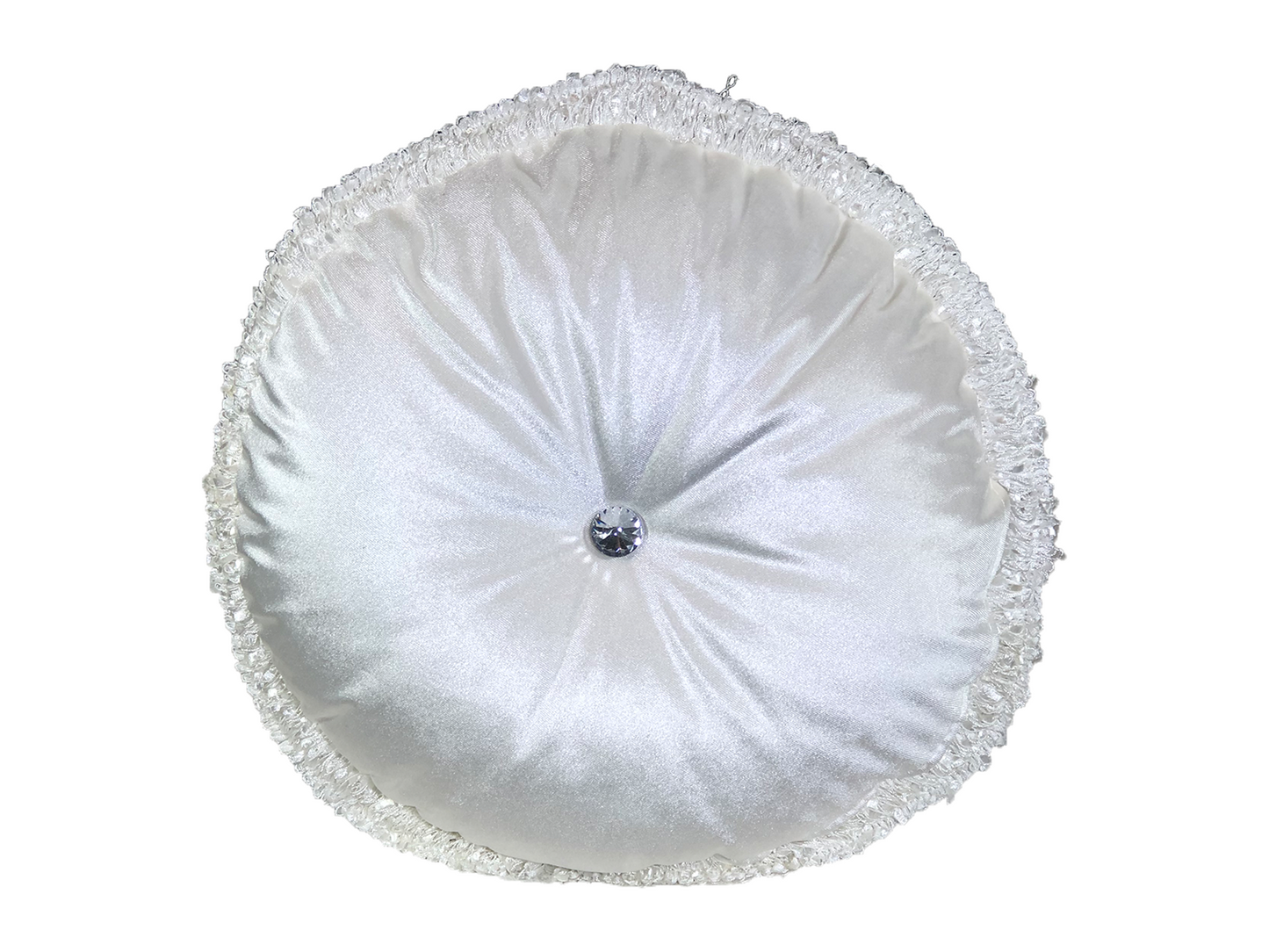 MICROSUEDE PILLOW - WHITE ROUND RHINESTONE