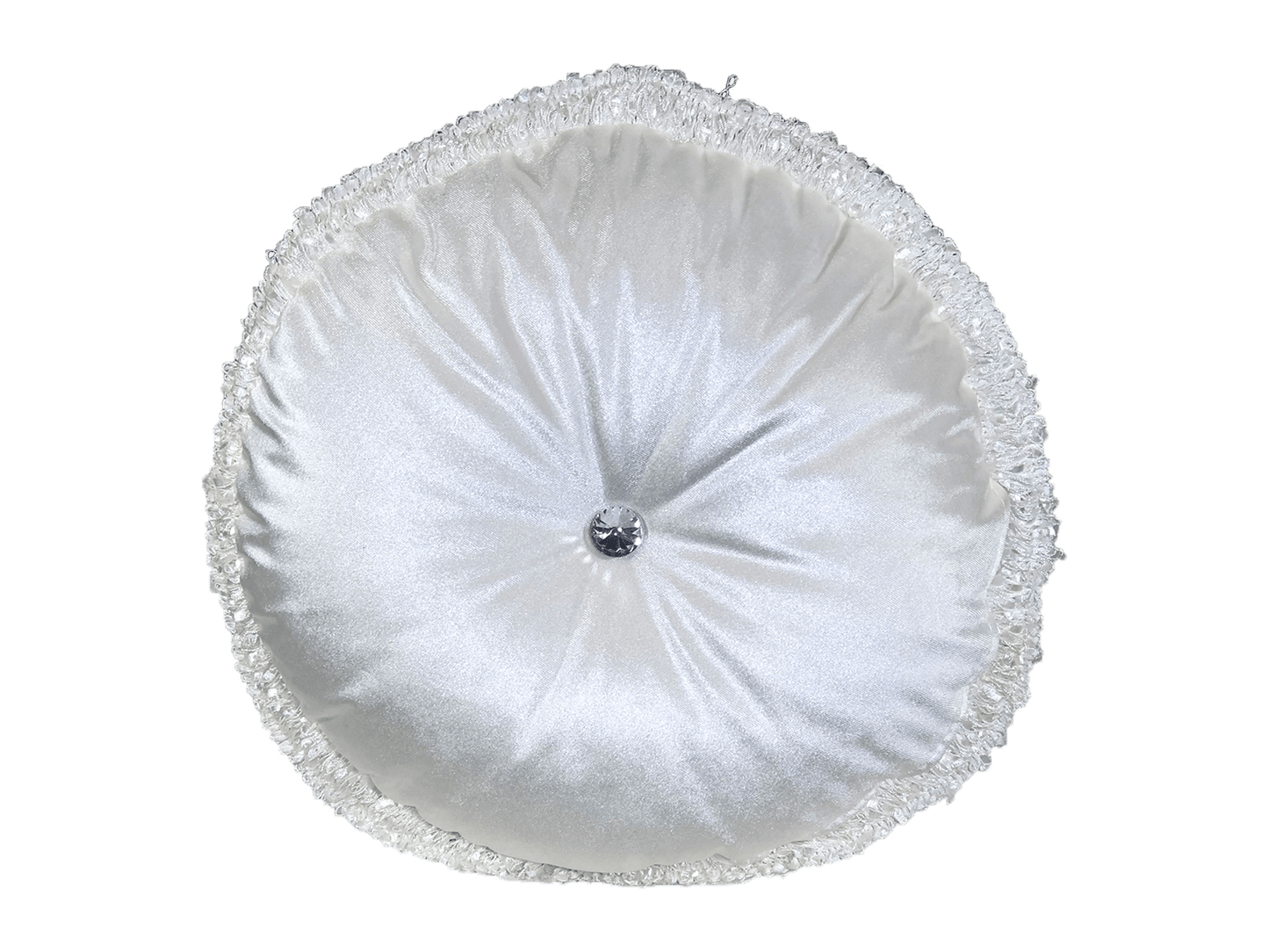 MICROSUEDE PILLOW - WHITE ROUND RHINESTONE - 16" Diameter LLL's Microsuede Pillow in White Round Rhinestone is a round soft microsuede pillow designed to add a touch of sparkle to your event decor.