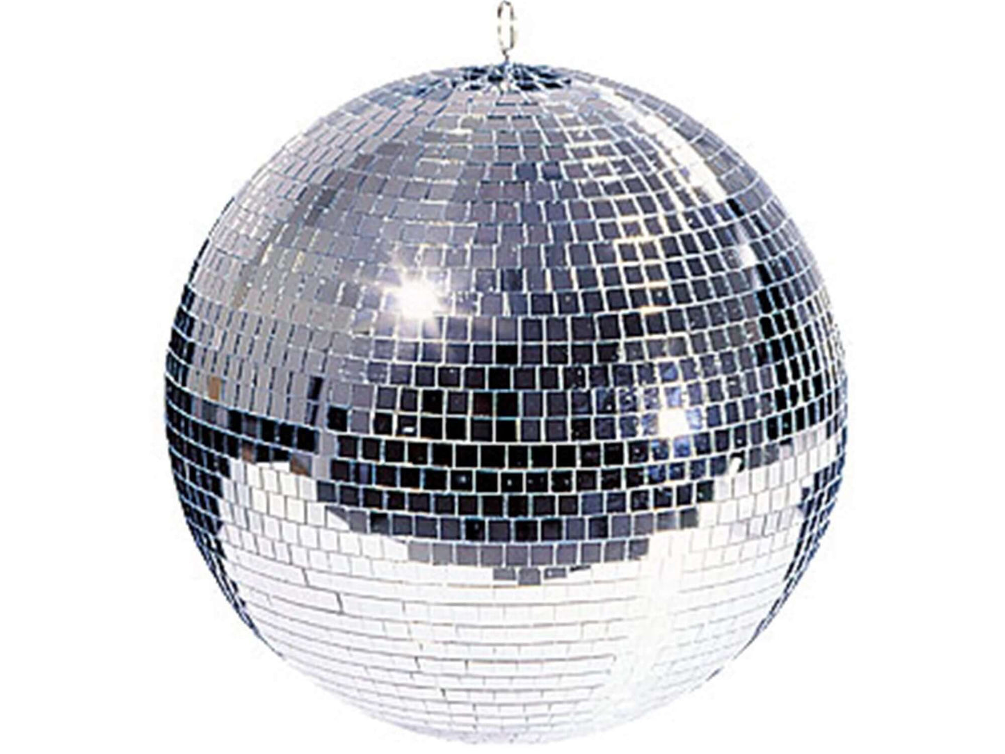 MIRROR BALL | 24" - LLL's 24" Mirror Ball adds an eye-catching sparkle to any event. Its reflection of light creates a stunning visual effect that is perfect for parties, stage performances, and special occasions. This top-grade mirrored disco ball is sur