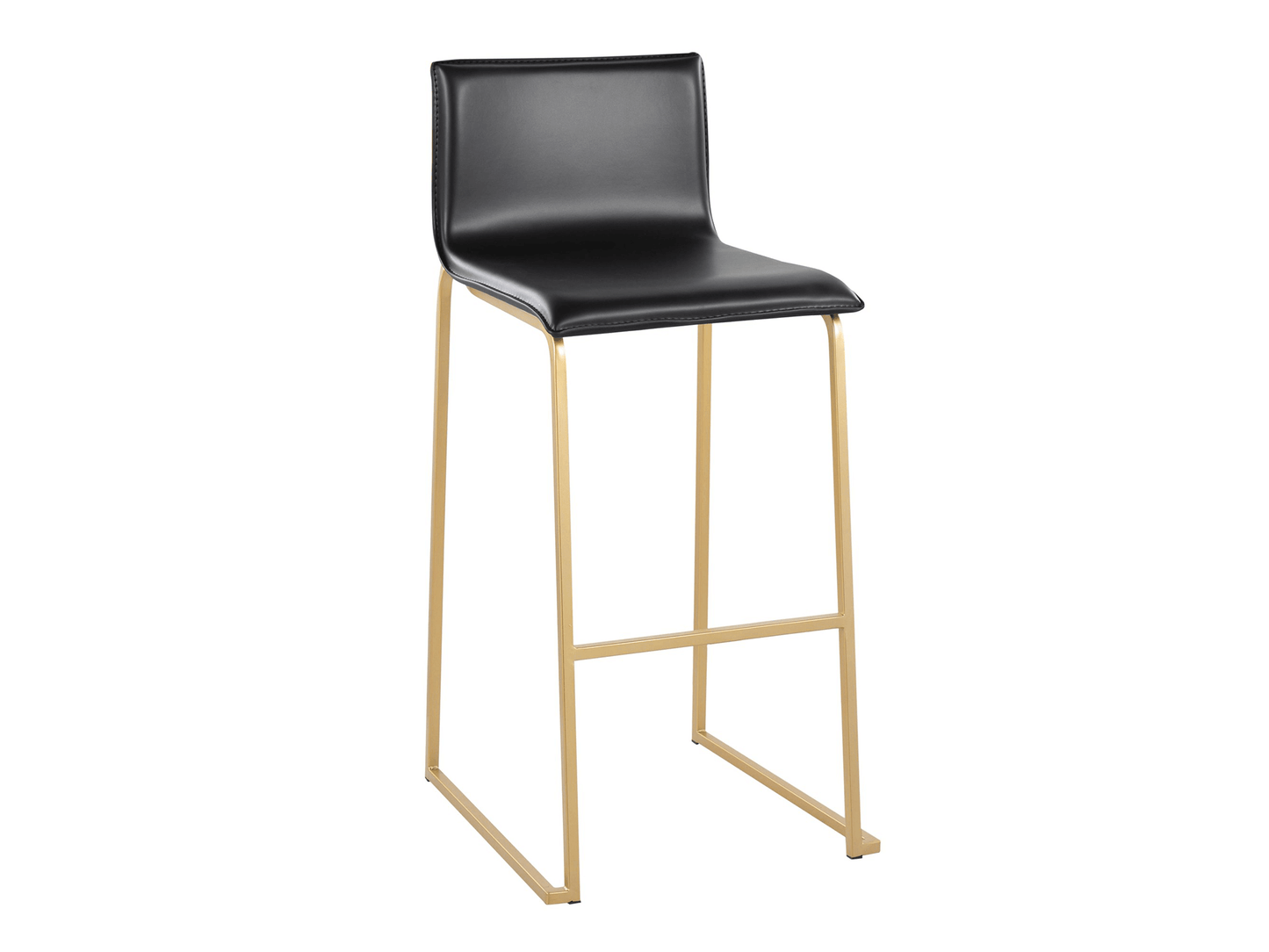 MORGAN BARSTOOL - BLACK - H 39" / W 18" / D 20" LLL's Morgan Barstool features a stylish gold frame and a soft, comfortable black seat. The adjustable height will fit in any environment and the sturdy frame ensures durability. Enjoy elegance and comfort w