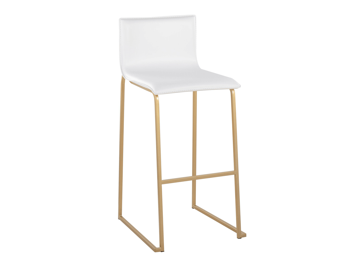MORGAN BARSTOOL - WHITE - H 39" / W 18" / D 20" LLL's Morgan Barstool features a stylish gold frame and a soft, comfortable white seat. The adjustable height will fit in any environment and the sturdy frame ensures durability. Enjoy elegance and comfort w