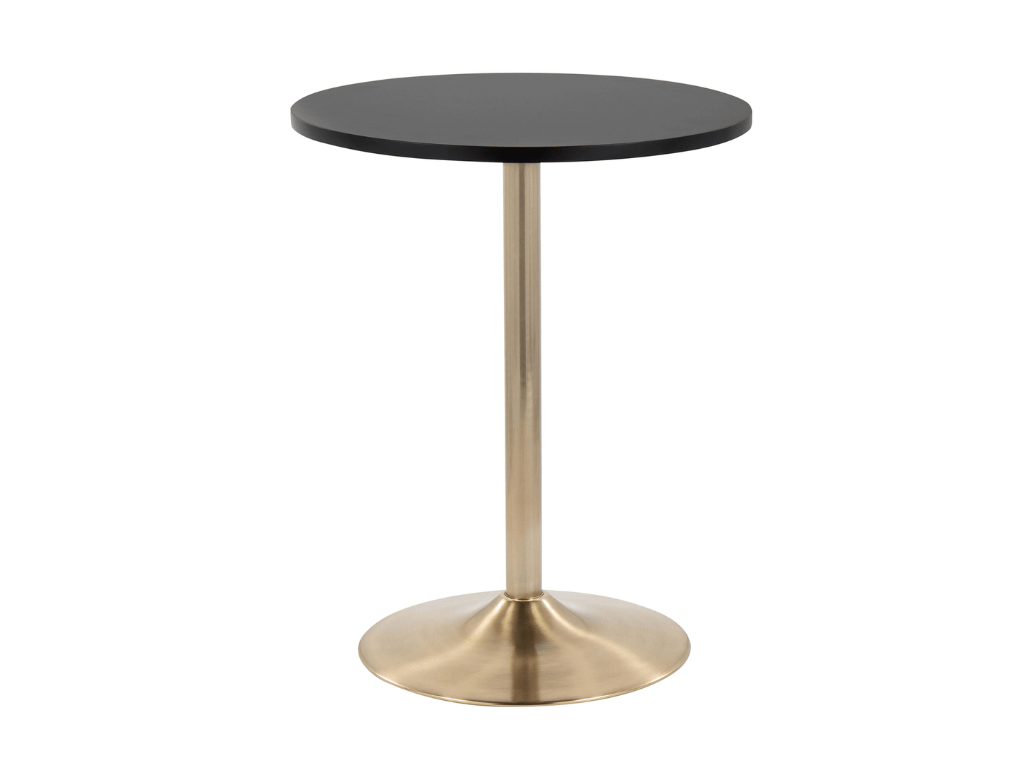 PUB COCKTAIL LOWBOY TABLE - BLACK w/ GOLD BASE - H 30" / W 23.75" / D 23.75" LLL's Pub Lowboy Cocktail Table is perfect for creating an inviting and fashionable atmosphere. Its sleek black top is sharply contrasted by the striking gold base, creating a s