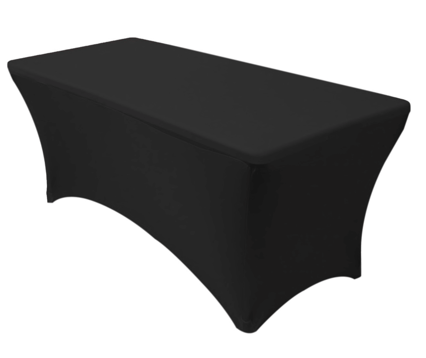 RECTANGULAR SPANDEX LINEN | 6ft - BLACK - Fits 6ft Banquet Table H 30" / L 6' / D 30" Spandex linens provide a neat and uniform appearance similar to traditional linens but with clean modern style lines.