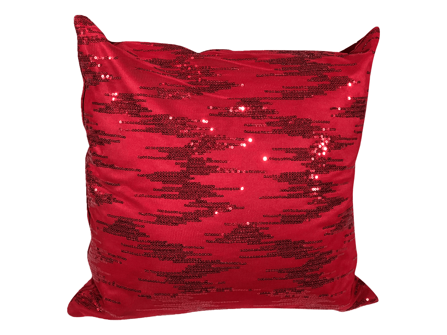 SEQUIN PILLOW - CONTEMPORARY RED - H 18" / W 18" LLL's Sequin Pillow in Contemporary Red is a red satin square pillow with red sequin paillettes designed to add passionate red sparkle to your event decor.