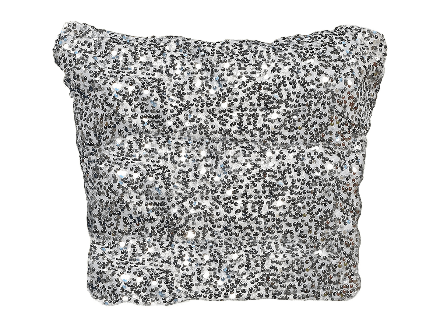 SEQUIN PILLOW - SILVER PAILLETTE - H 18" / W 18" LLL's Sequin Pillow in Silver Paillette is a square pillow completely covered in silver sequin paillettes designed to add bright silver sparkle to your event decor.