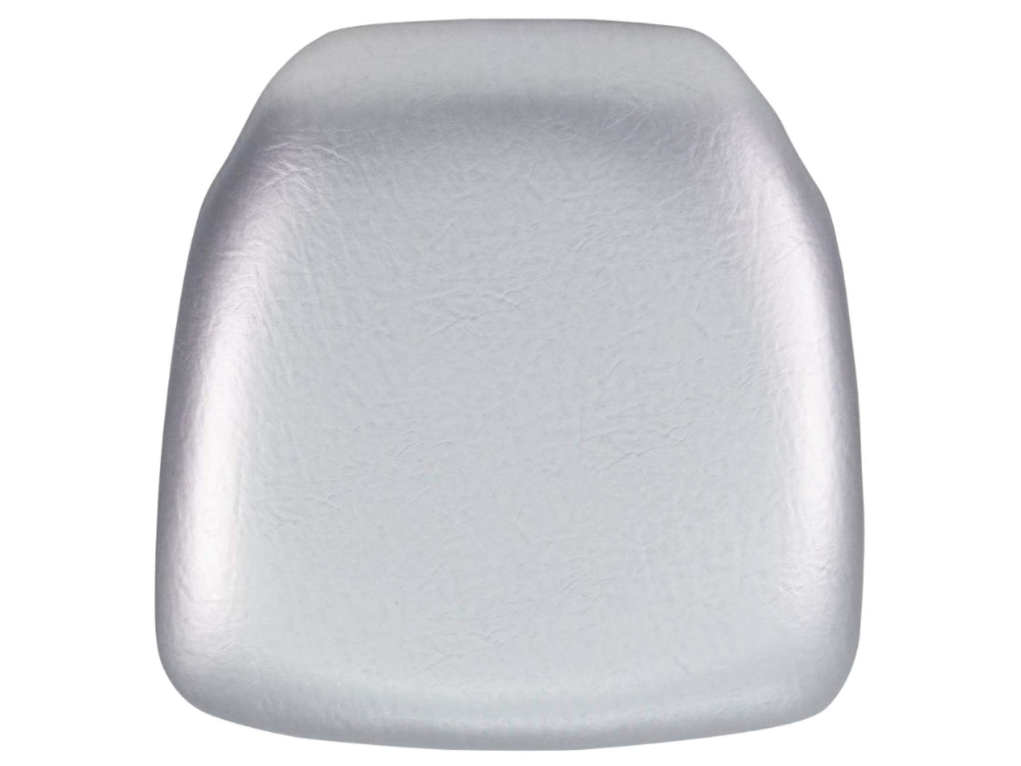 HARD BACK CUSHION FOR CHIAVARI CHAIR- SILVER VINYL - LLL's Hard Back Cushion for Chiavari Chairs in Silver is a golden vinyl chair cushion that pairs with LLL's Chiavari Chairs and Chiavari Barstools. This chiavari chair cushion has a hard wooden back tha
