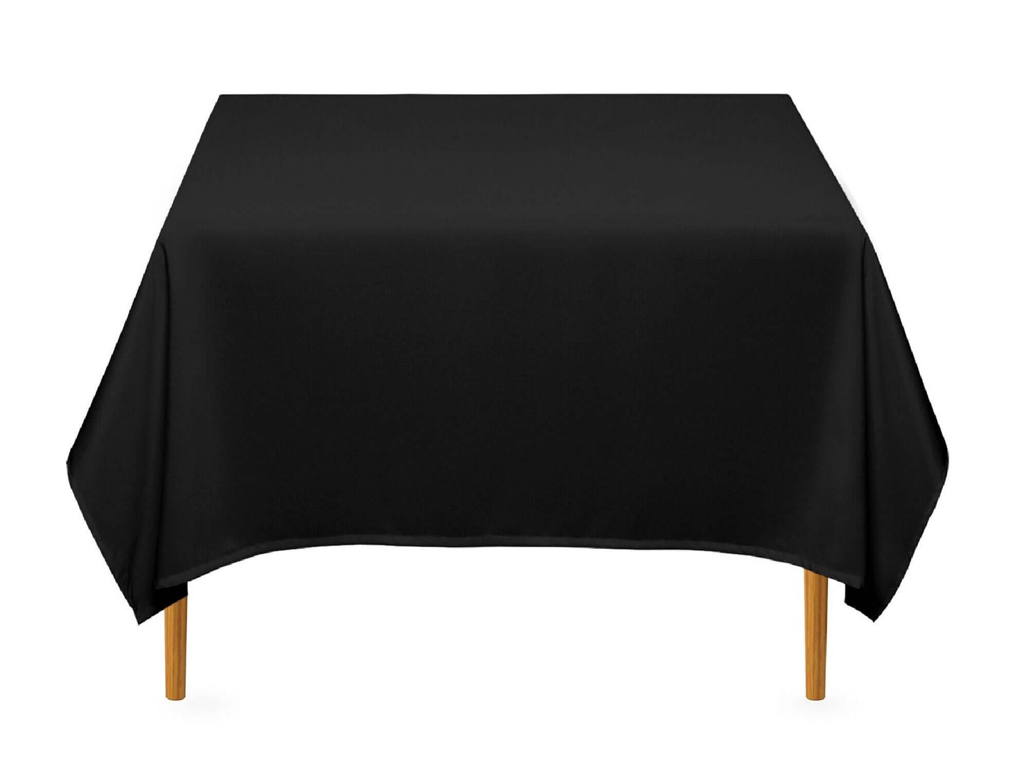 SQUARE POLY LINENS | 85" x 85" - BLACK - W 85" / D 85" | Mid Length on 5ft Square Table | Full Length on 4ft Square Table High quality polyester linen in Black that fits on a square table. Traditional polyester linens are an industry standard that create