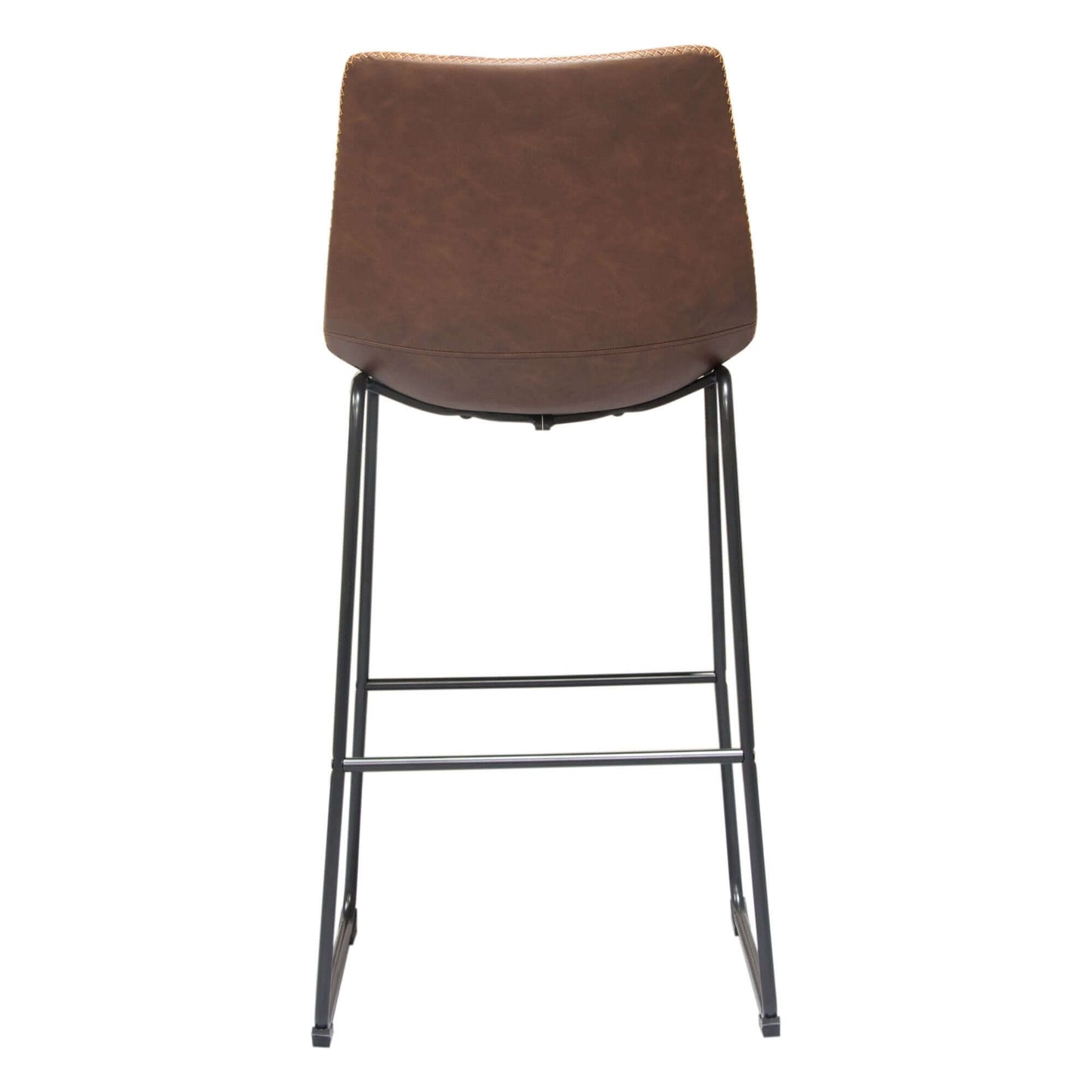 STUART BARSTOOL - CHOCOLATE - H 43" / W 19" / D 23" The Stuart Barstool is a stitched brown leather bar height stool. These sophisticated barstools add warmth and depth to event designs. These chairs are versatile and can work in a variety styles from up