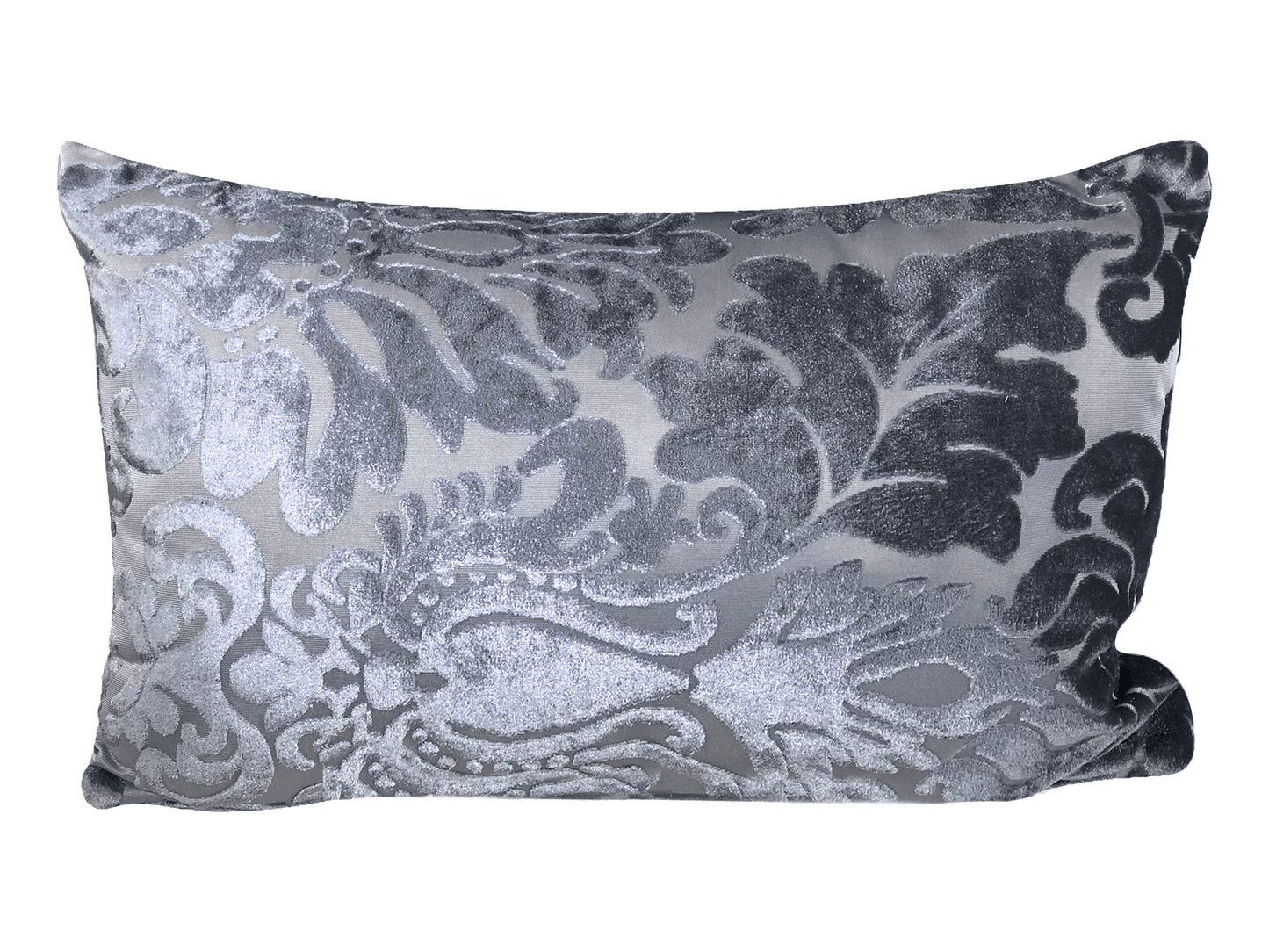 TEXTURED EMBOSSED PILLOW - GREY ON GREY - H 12" / W 18" LLL's Textured Embossed Pillow in Grey on Grey is a rectangular grey fabric pillow with a grey microsuede embossed designed to add texture and visual interest to your event decor.