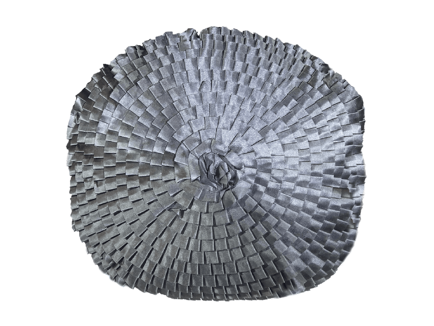 TEXTURED PLEATED PILLOW - ROUND GREY - 16" Diameter LLL's Textured Pleated Pillow in Round Grey is a round grey pillow with flat pleats designed to add texture and visual interest to your event decor.