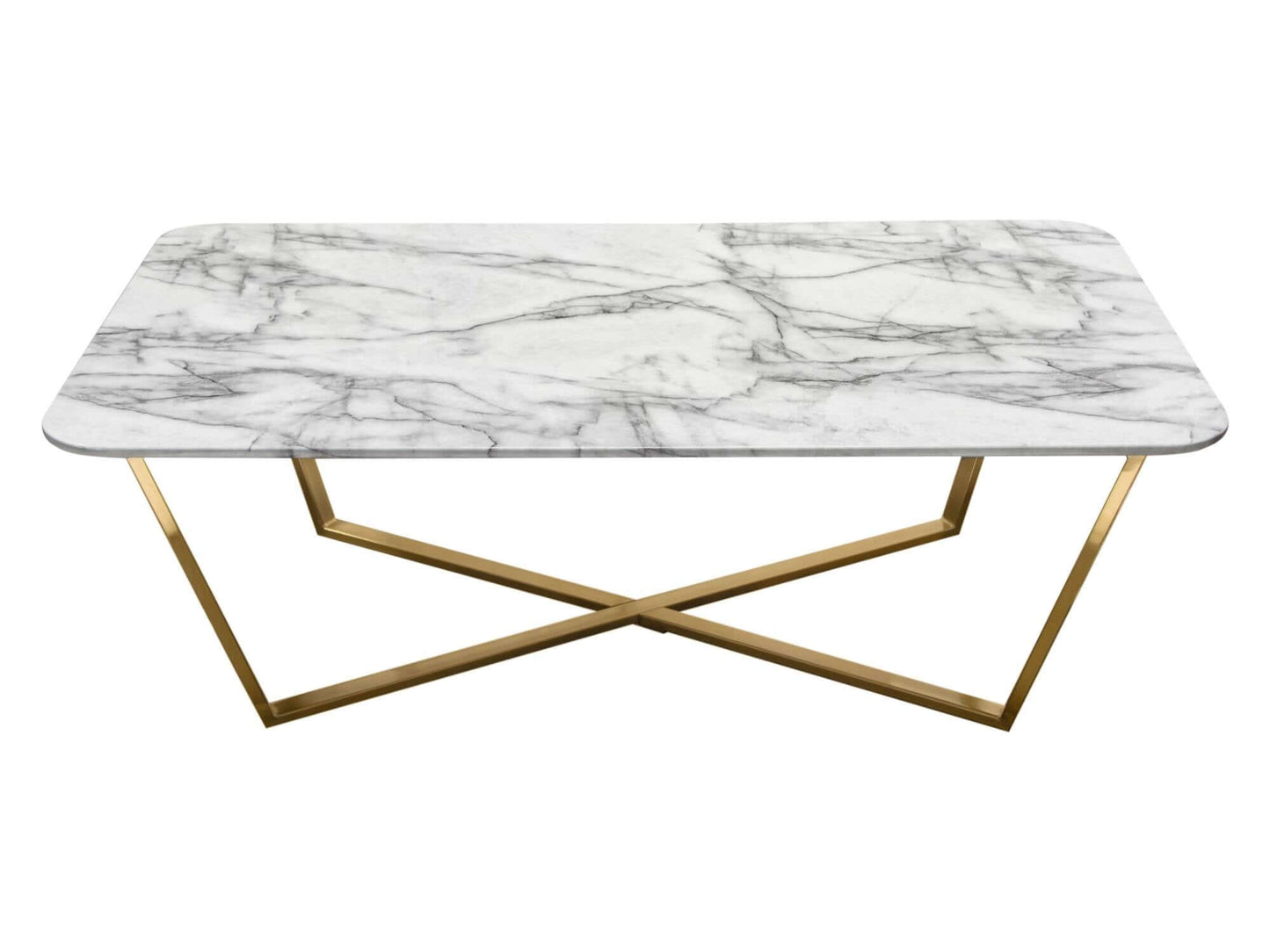 LUXOR RECTANGULAR COFFEE TABLE - H 16.5" / W 47" / D 26" LLL's Luxor Rectangular Coffee Table is a gold base rectangular coffee table with faux marble top. This coffee table is a classic side table with marble detail pattern. This versatile table adds ef