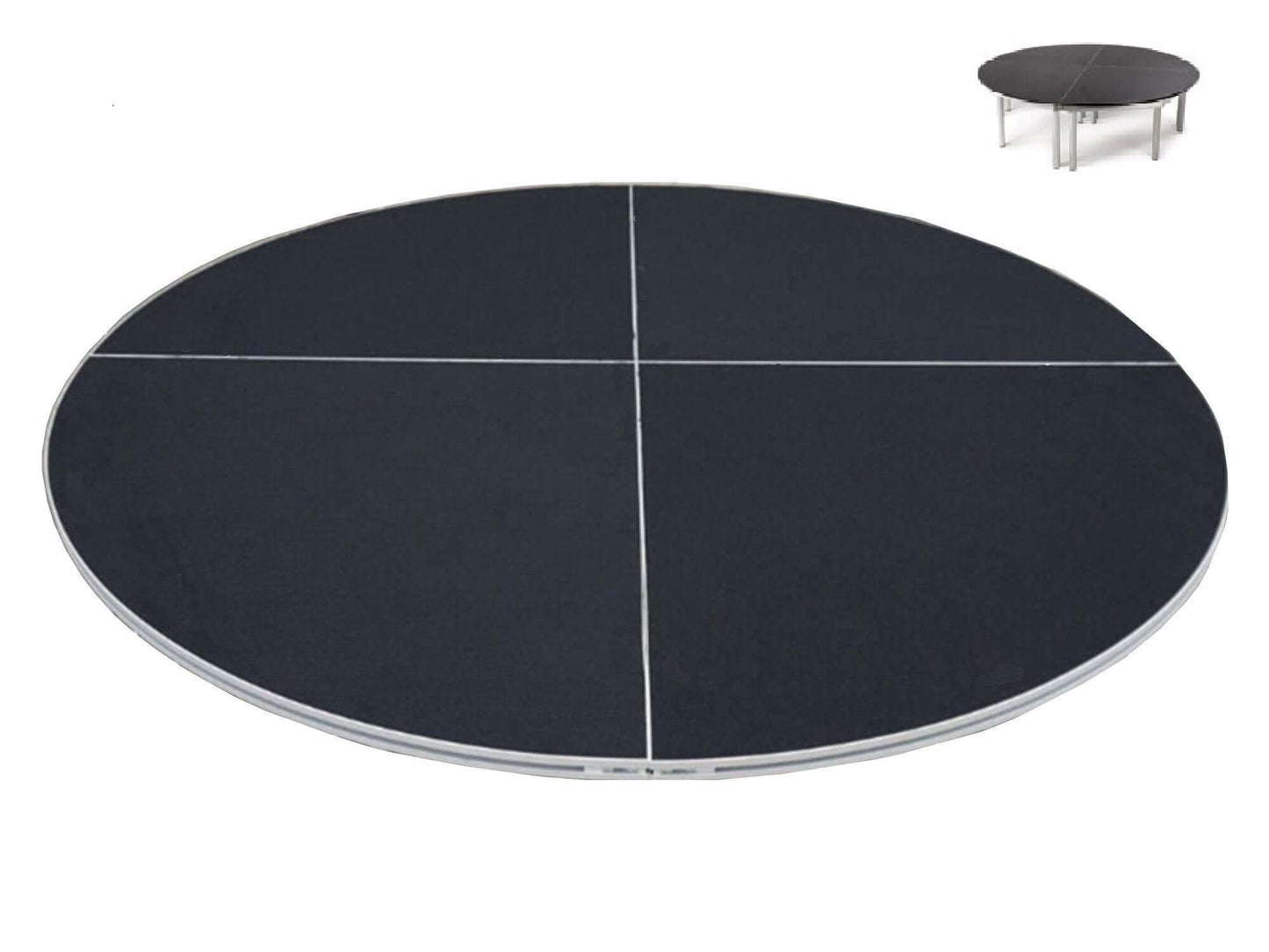 WENGER STAGE | 8ft ROUND - Diameter 8' LLL's Wenger staging is versatile, modular, and can be combined with the other pieces to create custom configurations for your event. The Wenger Stage | 8ft Round allows a 360° view for guests and can be combined wit
