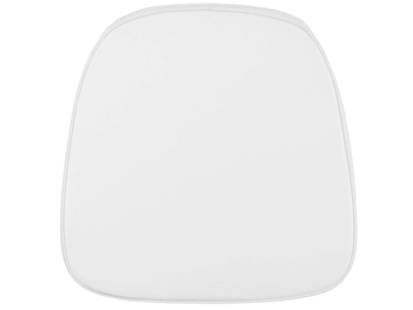HARD BACK CUSHION FOR CHIAVARI CHAIR- WHITE FABRIC - LLL's Hard Back Cushion for Chiavari Chairs in White is a white poly fabric chair cushion that pairs with LLL's Chiavari Chairs and Chiavari Barstools. This chiavari chair cushion has a hard wooden back