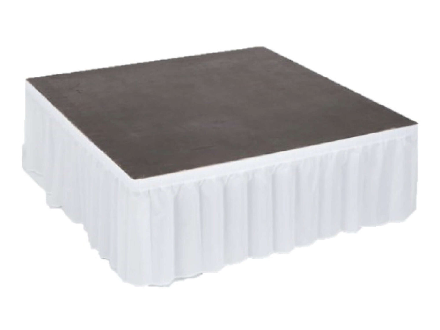 PLEATED STAGE SKIRT - WHITE - LLL's Pleated Stage Skirt is a perfect addition to your stage or event space. It's made of durable material and is designed with a white pleated finish for a classic, elegant look. Its pleats give it an extra edge and the whi