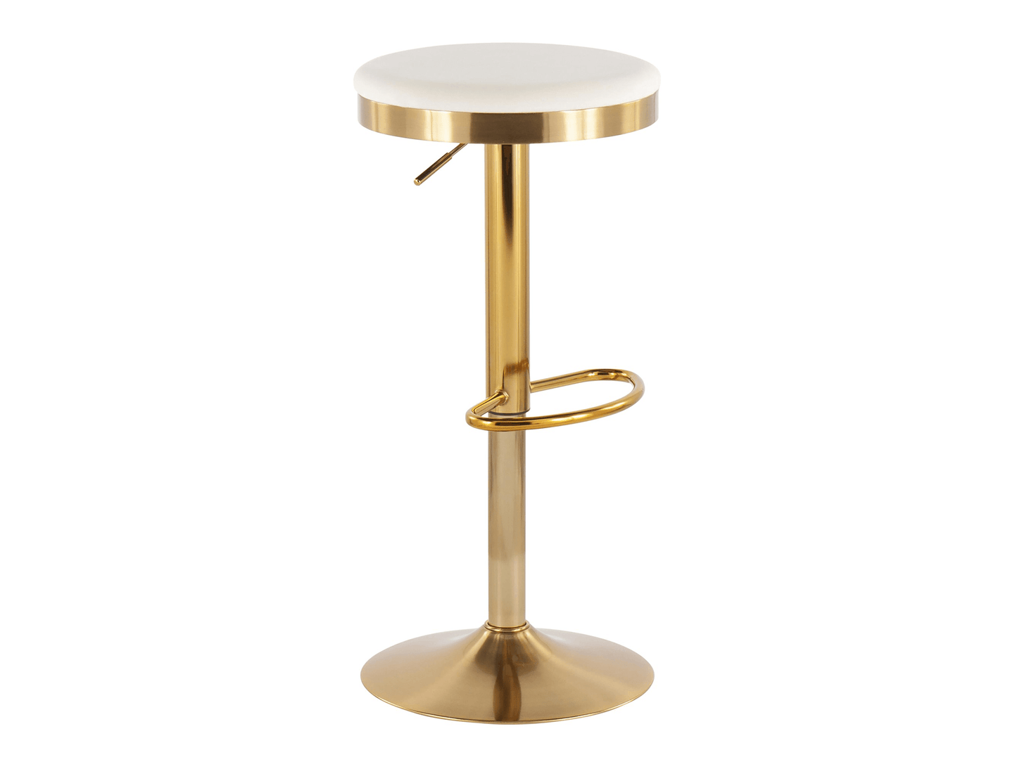 WHITLEY BARSTOOL - CREAM VELVET - H 23"-32" / W 15" / D 15" The Whitley Barstool brings style and comfort to any space. Its distinctive gold base and body complements its luxurious cream velvet seating, for a look that is sure to captivate. Lean back in c