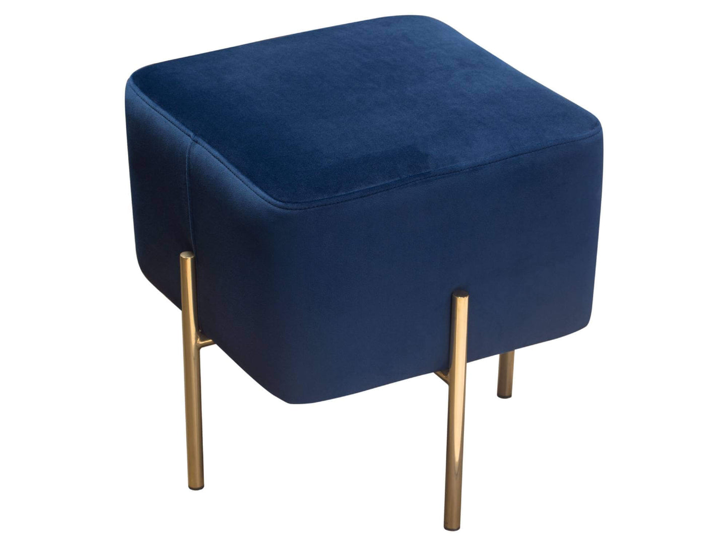 WHISPER PETITE SQUARE OTTOMAN - NAVY - H 18" / W 18" / D 18" LLL's Whisper Petite Square Ottoman in Navy is a velvet square cushion ottoman on a gold base. This ottoman is small is size but mighty in style. This furniture accent is cool and modern while a