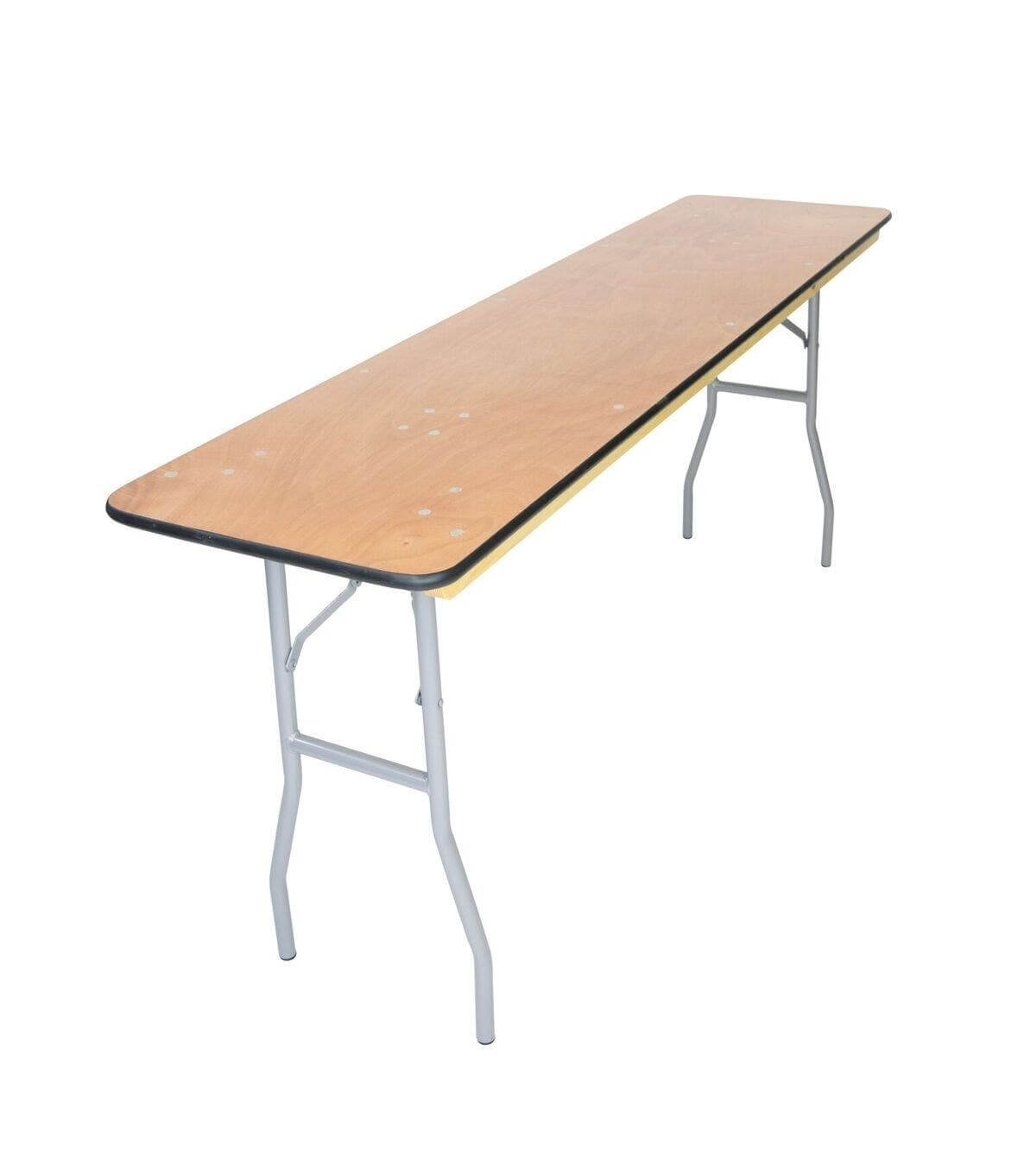 CLASSROOM / CONFERENCE TABLE | 5' x 18" - H 30" / W 60" / D 18" LLL's 5ft Classroom Table is a narrow wooden table with collapsible legs. This table is popular due to its compact size that adds to its versatility. This table is often used as a barback or