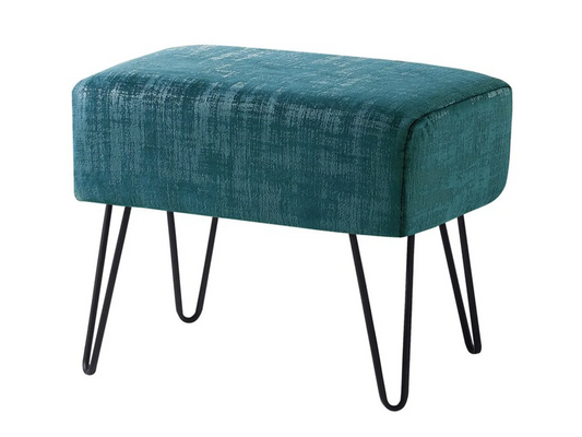 ZOE VELVET OTTOMAN - AZURE