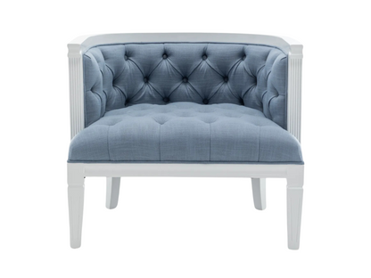 PIEDMONT ARMCHAIR - DUSTY BLUE LINEN W/ WHITE WOOD
