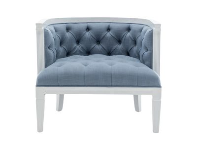 PIEDMONT ARMCHAIR - DUSTY BLUE LINEN W/ WHITE WOOD