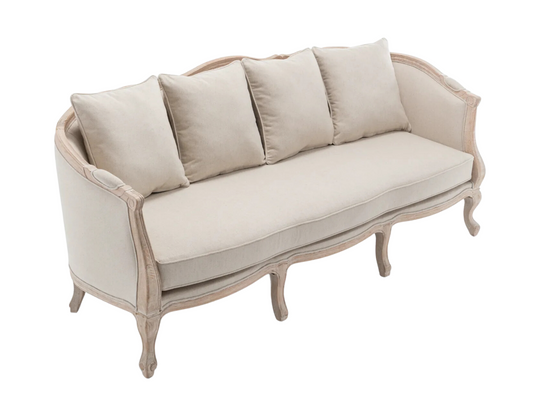 FITZGERALD SOFA - IVORY W/ NATURAL WOOD
