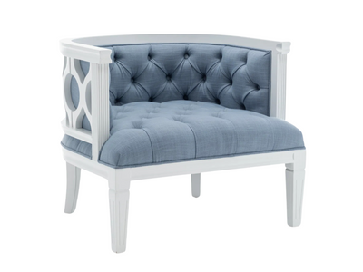 PIEDMONT ARMCHAIR - DUSTY BLUE LINEN W/ WHITE WOOD