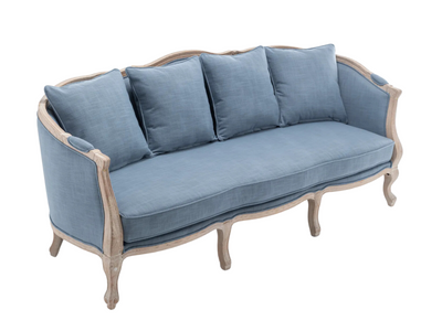 FITZGERALD SOFA - DUSTY BLUE W/ NATURAL WOOD