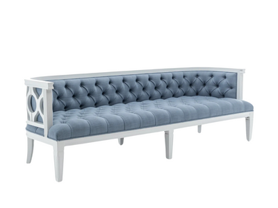 PIEDMONT SOFA - DUSTY BLUE LINEN W/ WHITE WOOD